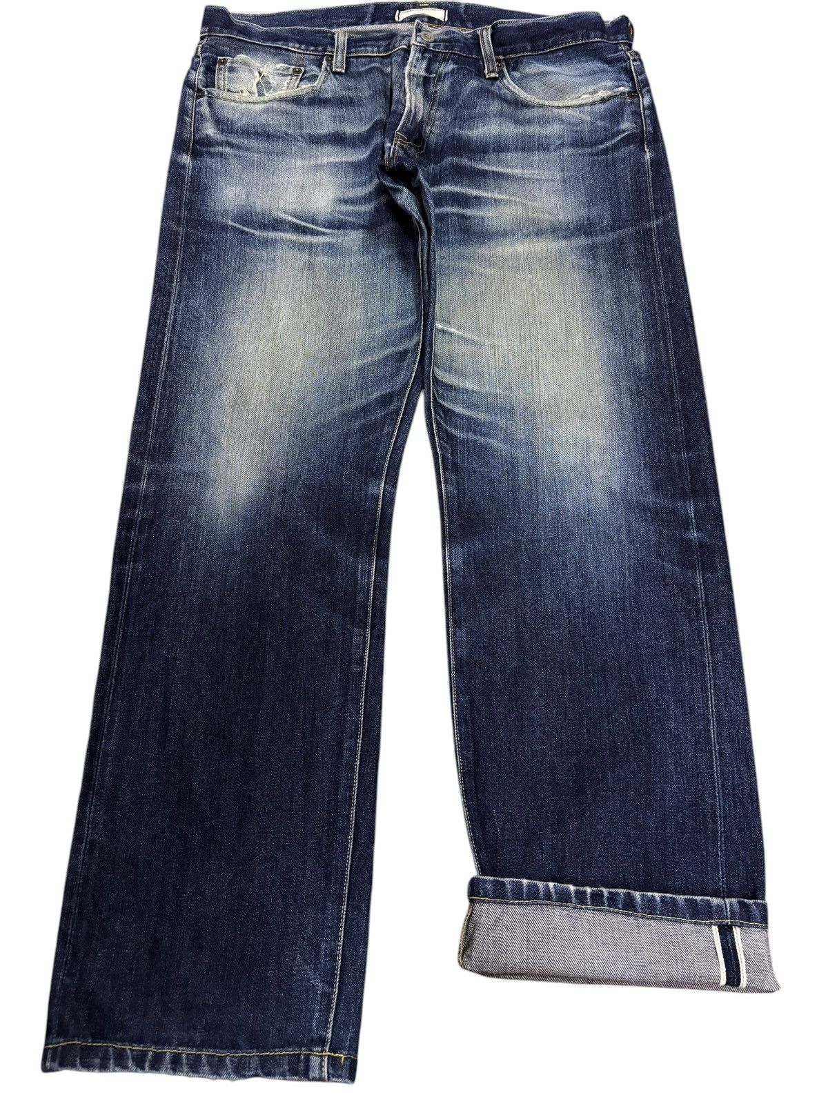 Japanese Brand × Jun Takahashi Vintage Kaihara Uniqlo Selvedge Faded Blue Indigo Jeans Size US 36 / EU 52 - 1 Thumbnail