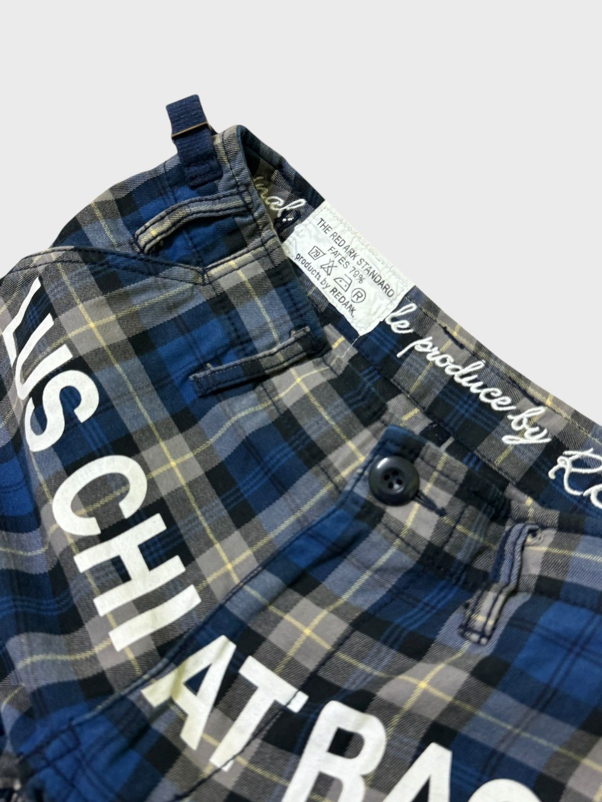 Japanese Brand VINTAGE RE DARK PLAID BLUE TARTAN PLAID PUNK DRAWSTRING PANT Size US 27 - 7 Thumbnail