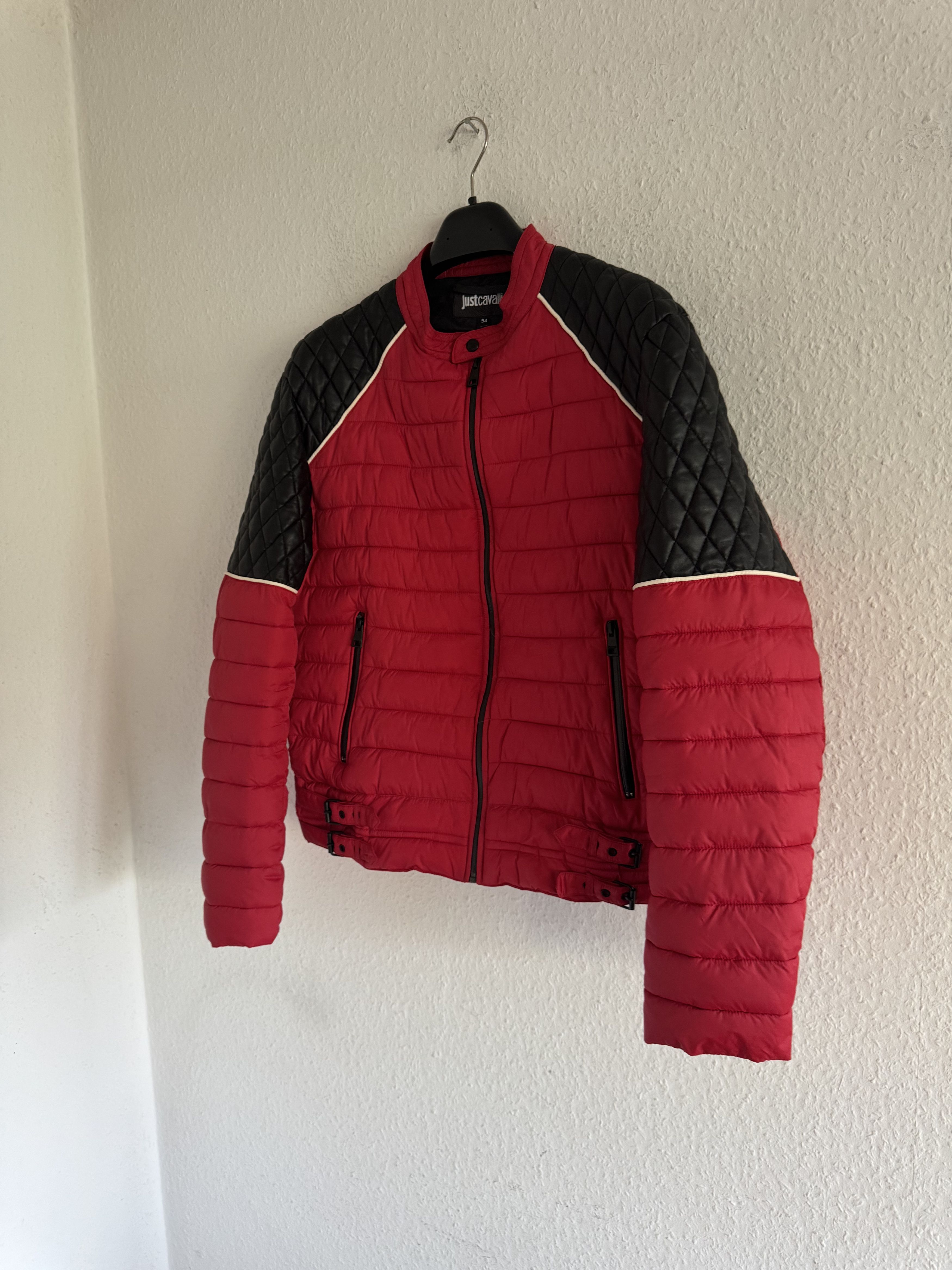 Just Cavalli Quilted Biker Down Jacket With Leather Shoulders Size US XL / EU 56 / 4 - 6 Thumbnail