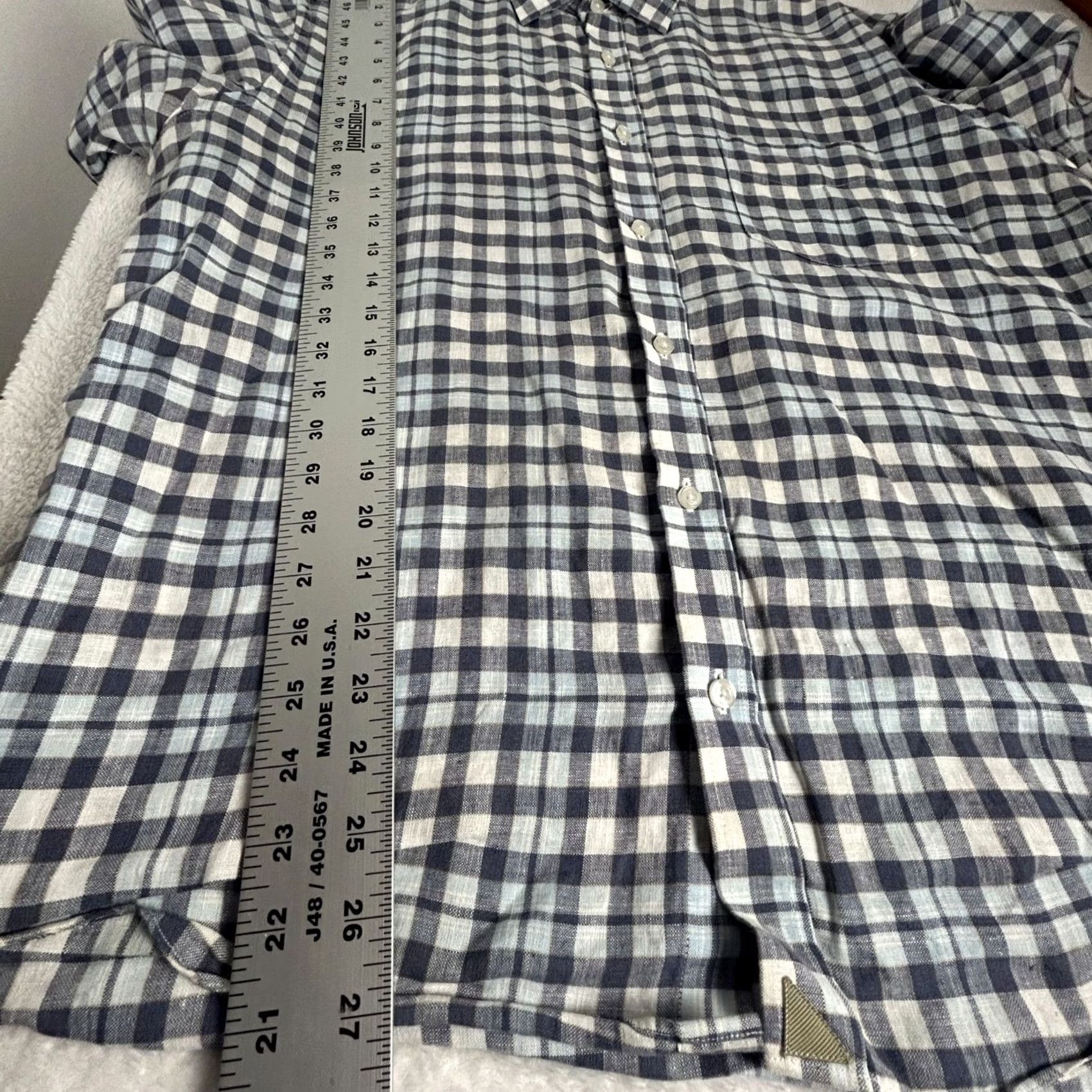 UNTUCKit UNTUCKit Mens Wrinkle-Resistant Gingham Short Sleeve Linen Shirt XL Blue NWOT Size US XL / EU 56 / 4 - 8 Thumbnail