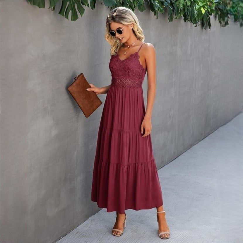 Other Dokuritu Crochet Lace Maxi Dress in Wine Color Small NWT Size S / US 4 / IT 40 - 2 Thumbnail