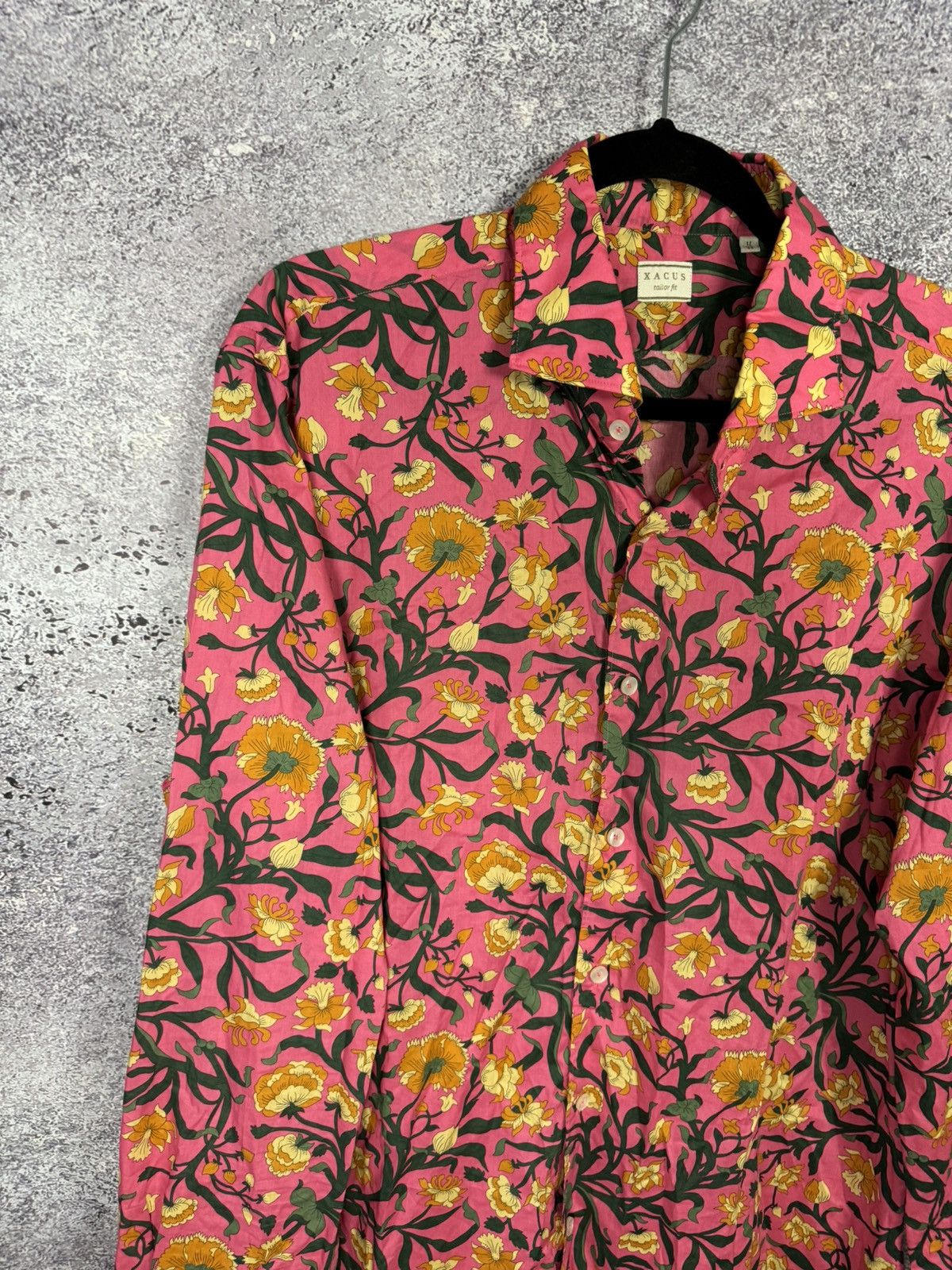 Designer × Vintage Xacus Size 17/43 Evolution Fit Pink Shirt Floral Print Size US L / EU 52-54 / 3 - 2 Thumbnail