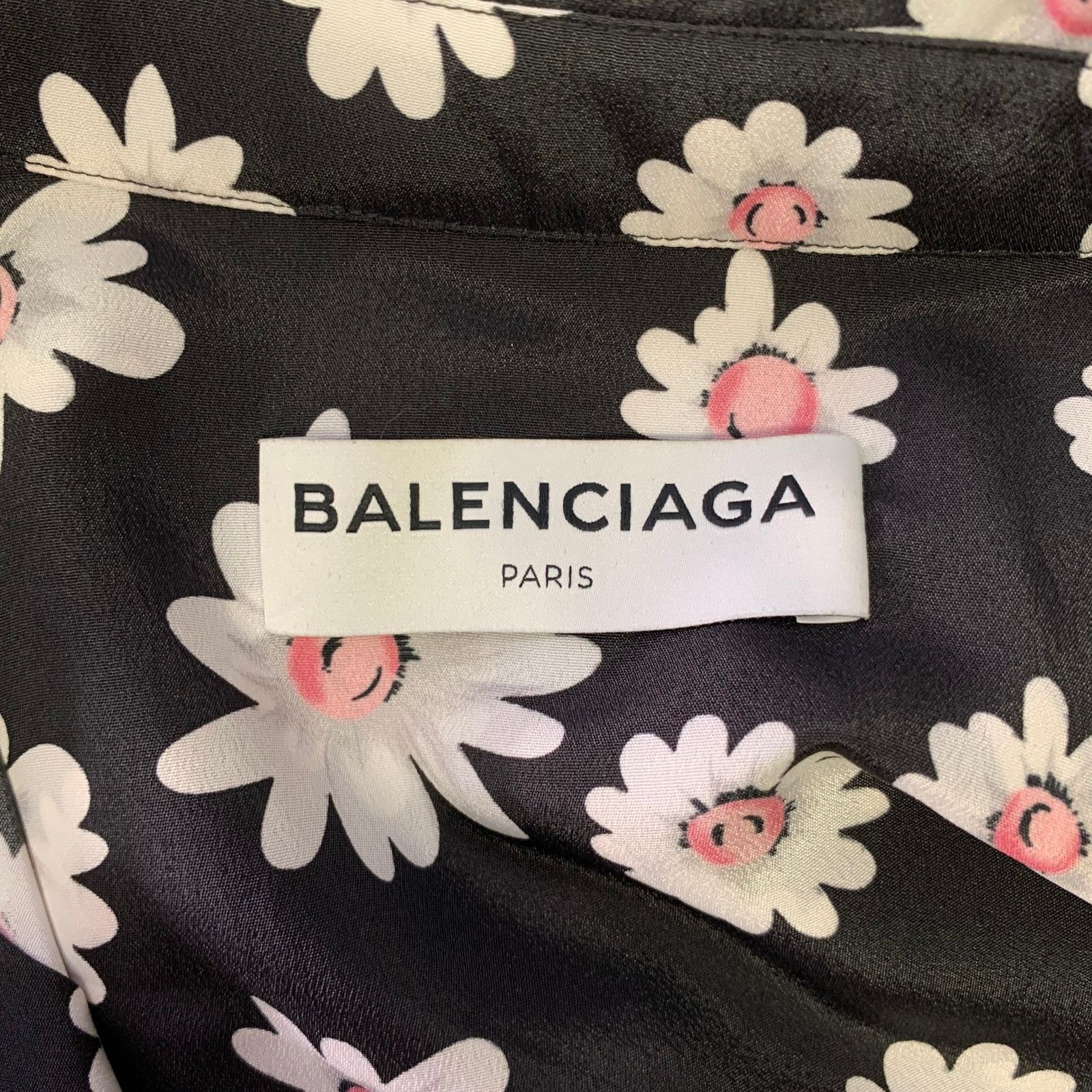 Balenciaga S Black & White Pink Floral Polyester Long Sleeve Shirt Size US S / EU 44-46 / 1 - 5 Thumbnail