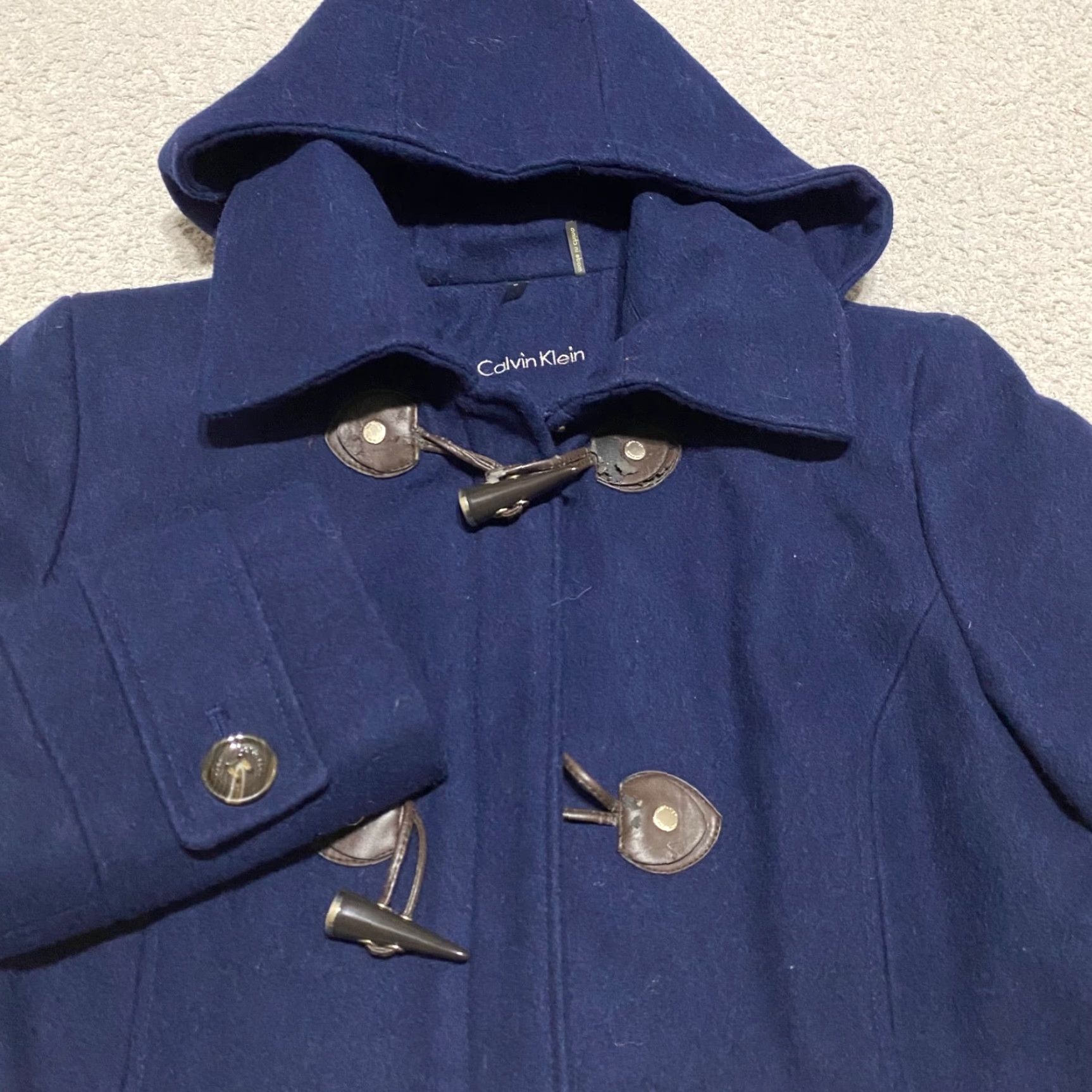 Calvin Klein Calvin Klein Womens Coat Wool Blend Quilt Lined Hooded Toggle Buttons Blue Mid-Length Regular Size 6 Womens Jacket Coat Size M / US 6-8 / IT 42-44 - 4 Thumbnail