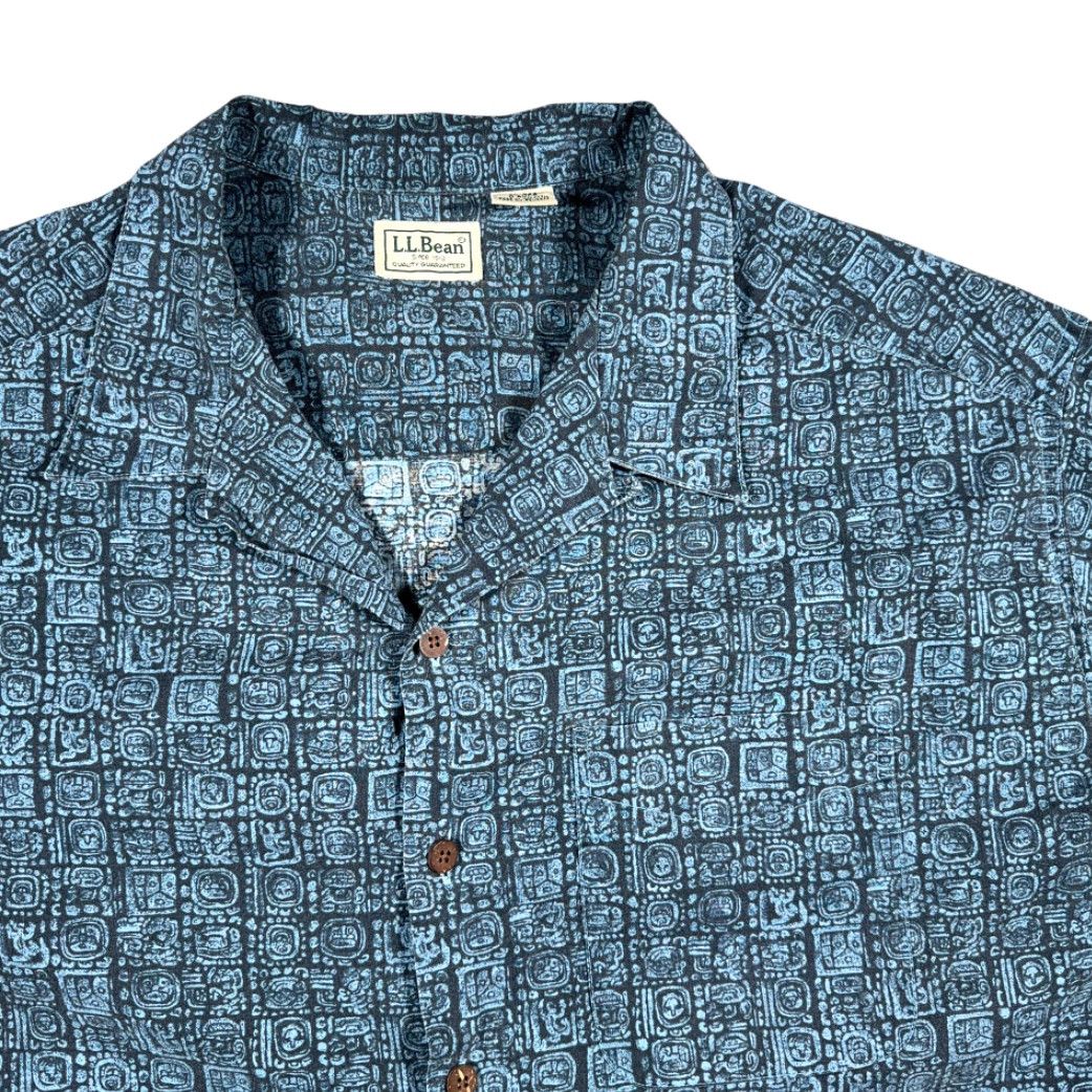Vintage VINTAGE L.L.Bean Shirt Adult XL Blue Mayan Aztec Tribal Camp Print Y2K Graphic Print Button-Up Short Sleeve Pocketed 27 Chest 31 Length Mens Size US XL / EU 56 / 4 - 2 Thumbnail