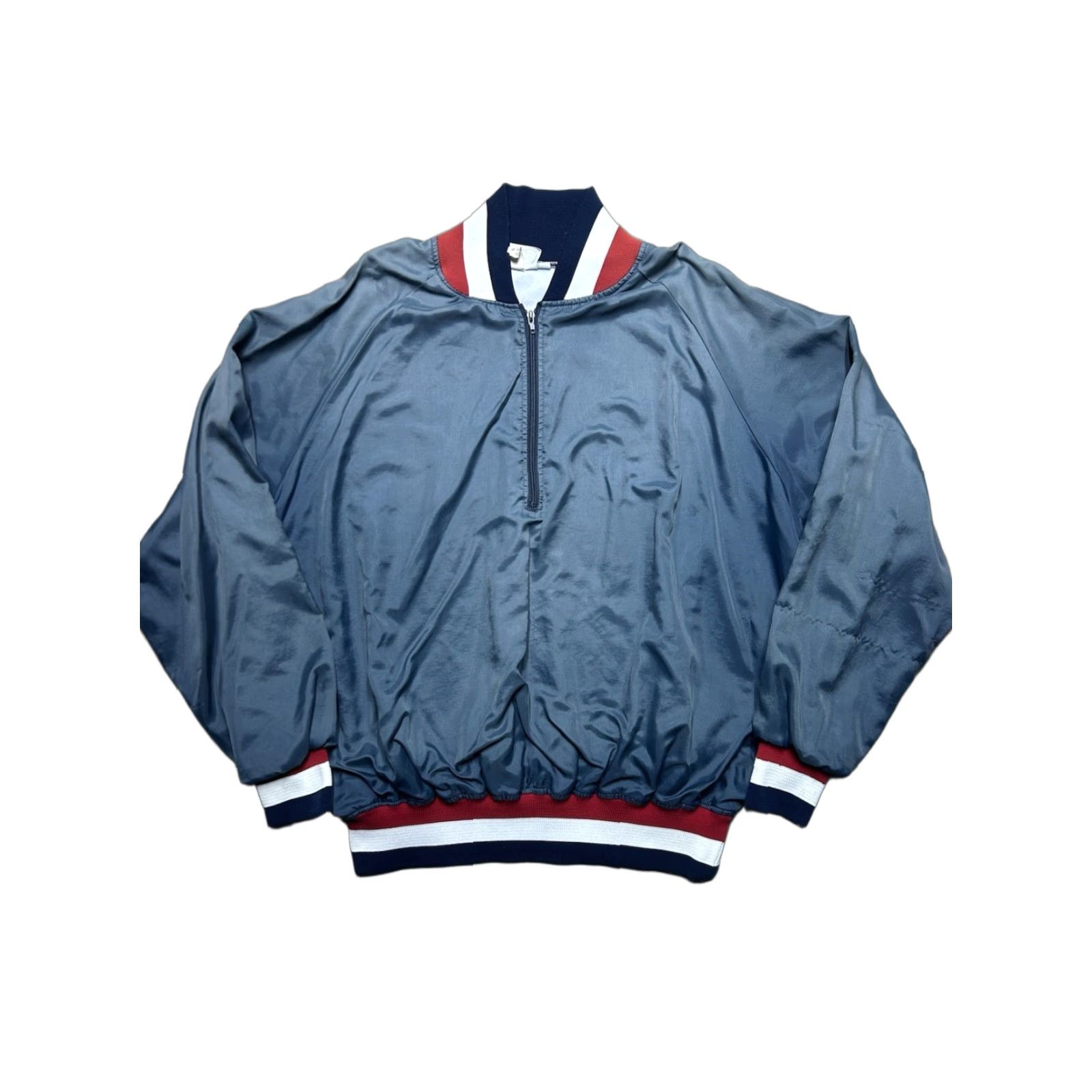 Vintage VINTAGE 80s satin bomber jacket nylon pullover 1/2 zip lined mens 3XL blue jacket satin nylon bomber 80s 90s Honig’s Mens Blue 3XL Zip Jacket Size US XXL / EU 58 / 5 - 1 Thumbnail