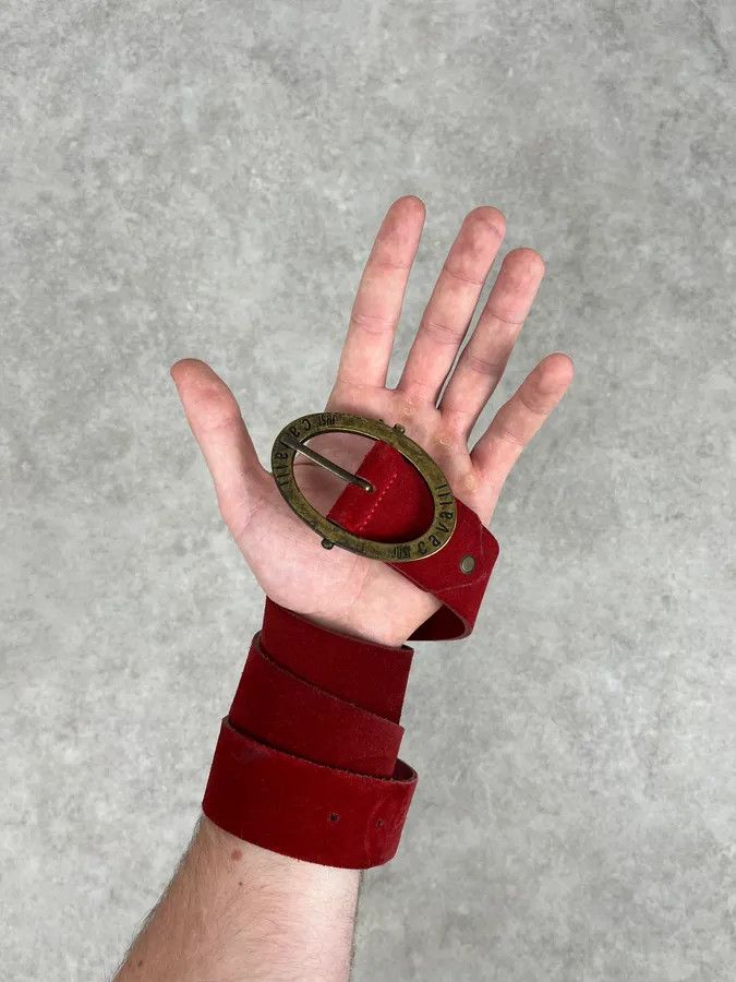 Just Cavalli 2000s Cavalli Red Suede Leather Premium Belt Size ONE SIZE - 2 Thumbnail