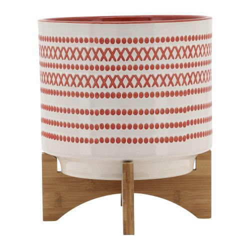 Designer × Homemade 10" AZTEC PLANTER W/ WOOD STAND, ORANGE Size US L / EU 52-54 / 3 - 3 Thumbnail