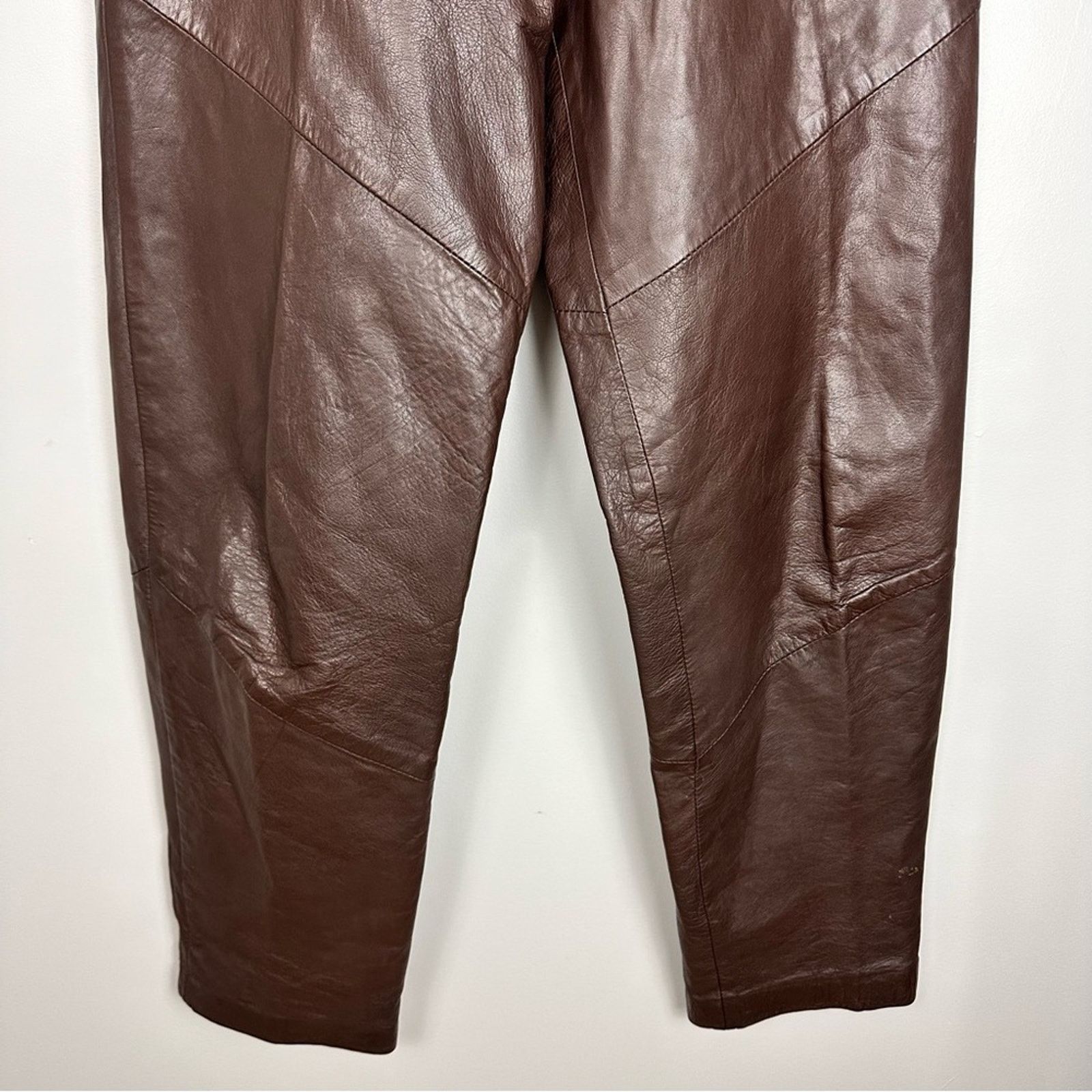 Other Madeleine Leather Brown Triple Pleated High Waist Trouser 4 Size 27" / US 4 / IT 40 - 8 Thumbnail