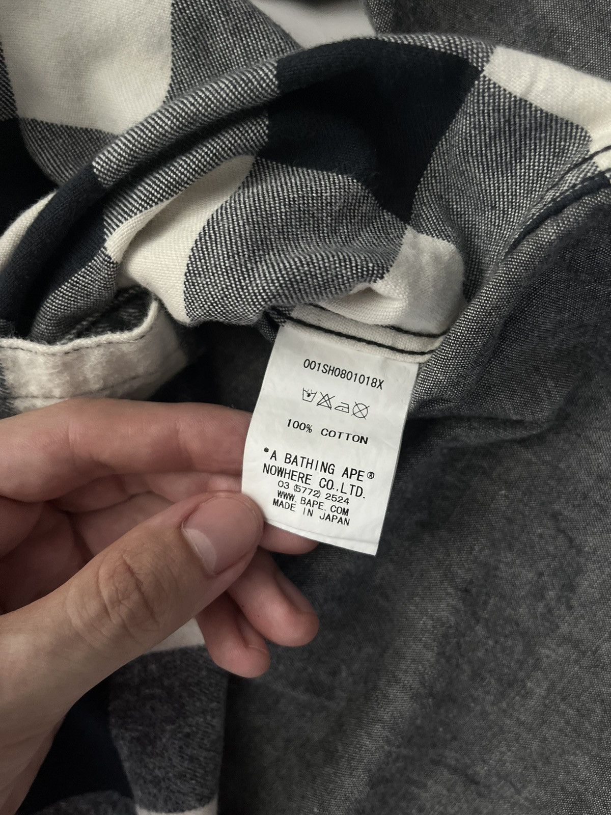 BAPE BAPEAREL INDUSTRY CHECK BUTTON UP LONGSLEEVE SHIRT