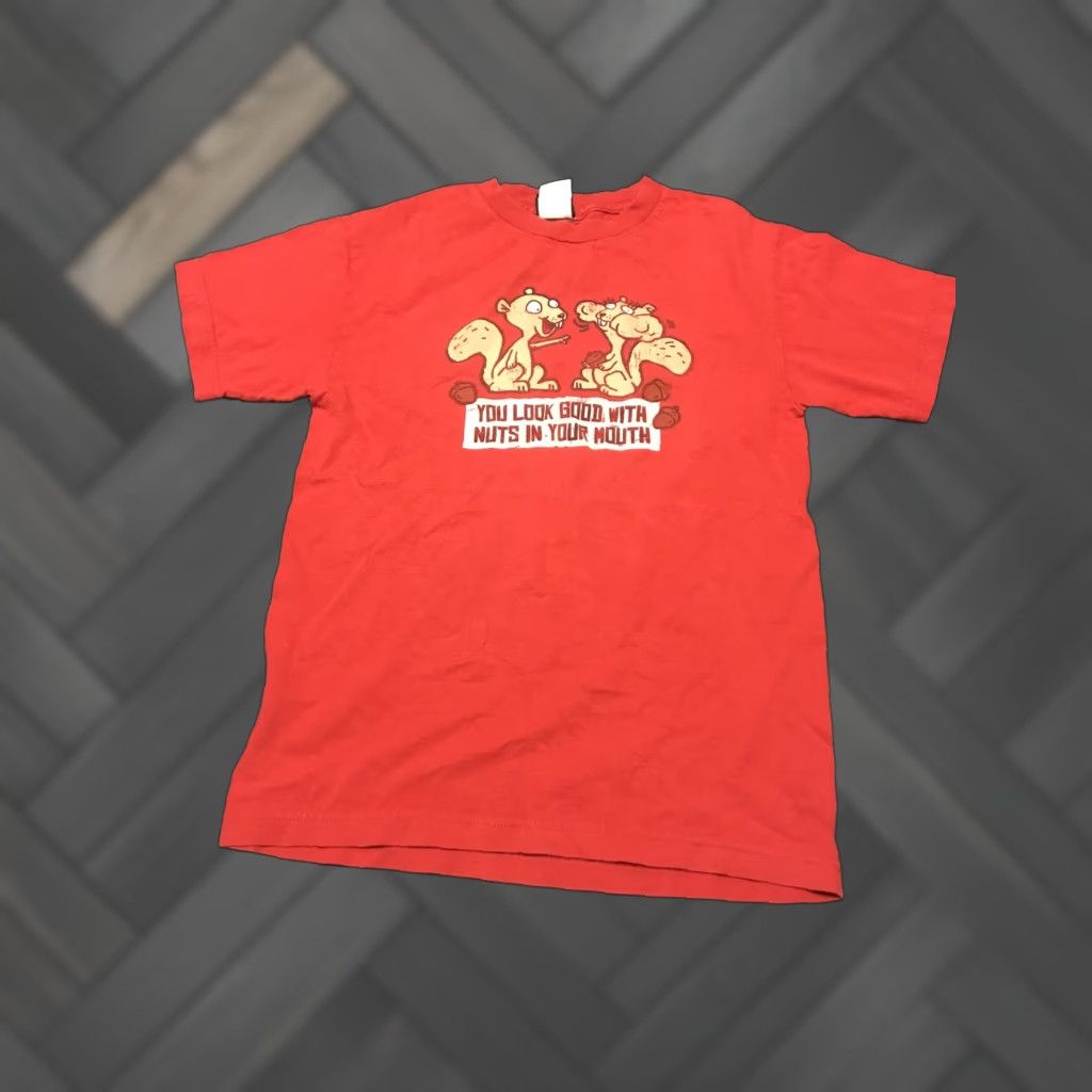 Anchor Blue VINTAGE Anchor Blue T-Shirt Mens S Red Crew Neck Short Sleeve 90s Funny Animals You Look Good With Nuts Shirt Size US S / EU 44-46 / 1 - 1 Thumbnail