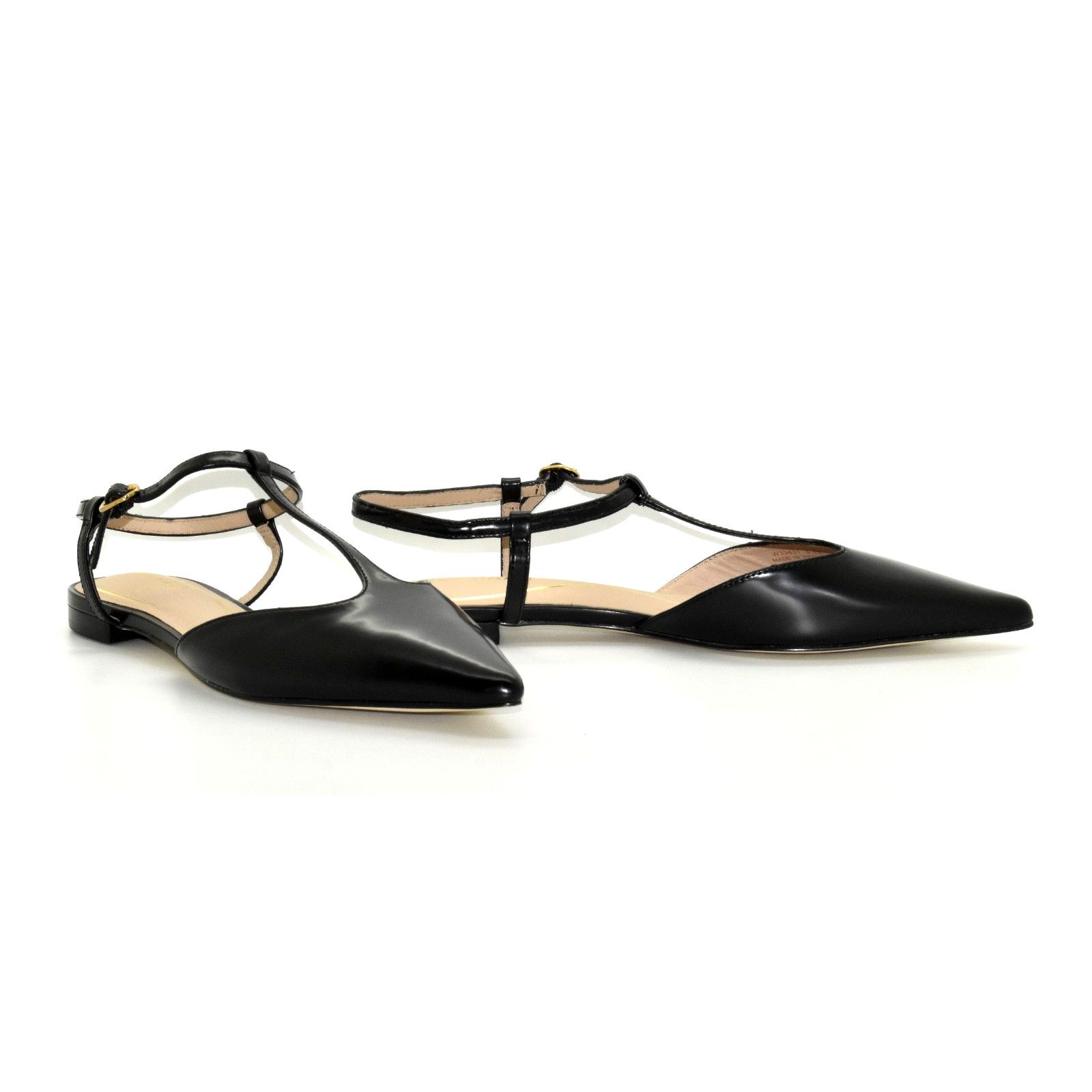 Cole Haan COLE HAAN Marlah Black Pointed Toe T-Strap Flats Size 8.5B Size US 8.5 / IT 38.5 - 1 Thumbnail