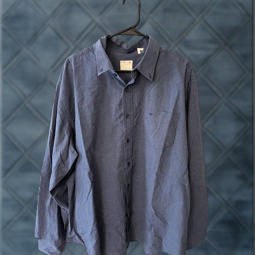 Dockers DOCKERS Button-Up Shirt Men Blue Plaid Gingham Long Sleeve Collared 2XL Regular Size XXL Cotton Blend Size US XXL / EU 58 / 5 - 1 Thumbnail