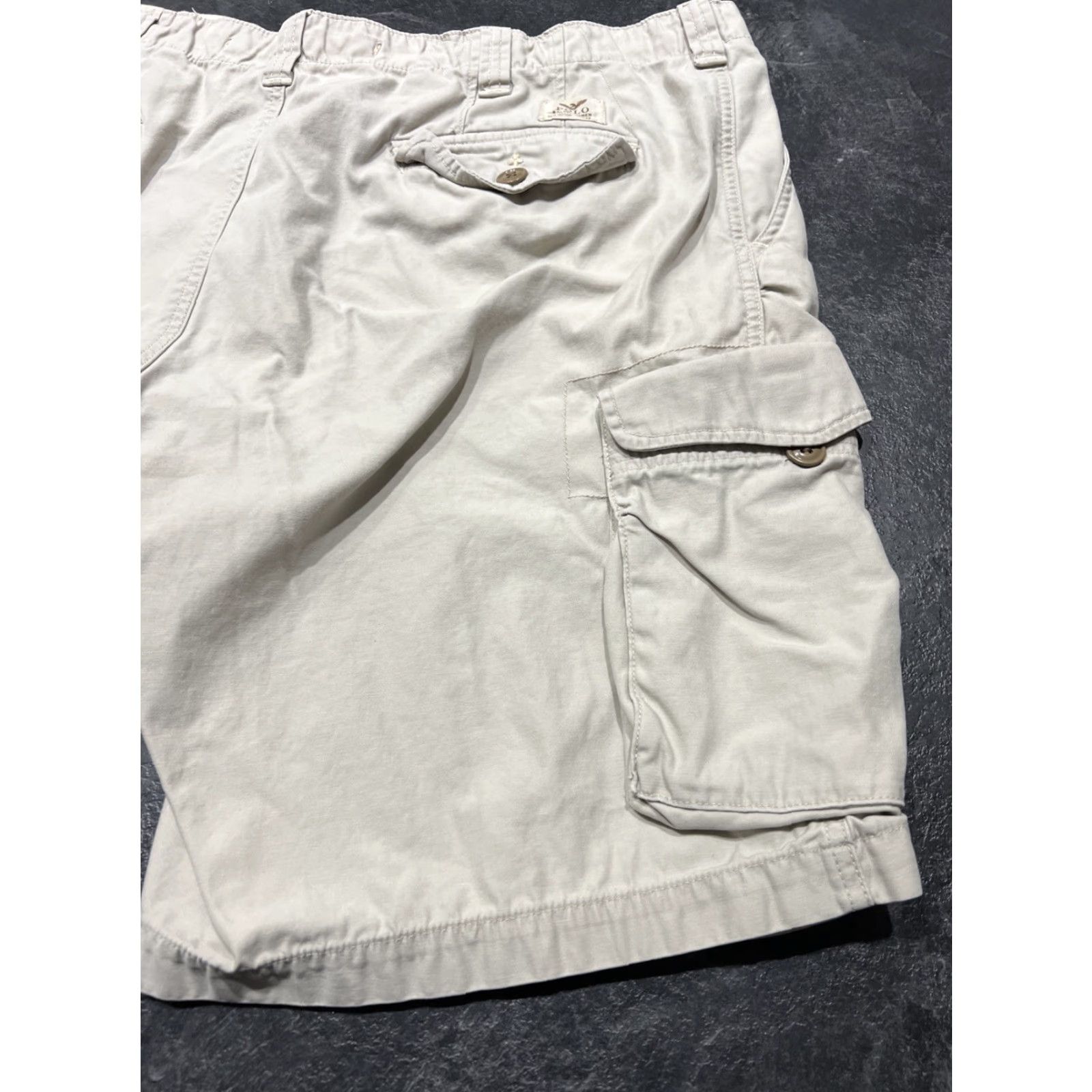 Ralph Lauren VINTAGE Ralph Lauren Polo Shorts Mens 42 Tan Cargo Baggy Y2K Faded Twill Cotton Utility Cargo Short Beigе 90s Army Outdoor Mens Size US XL / EU 56 / 4 - 3 Thumbnail
