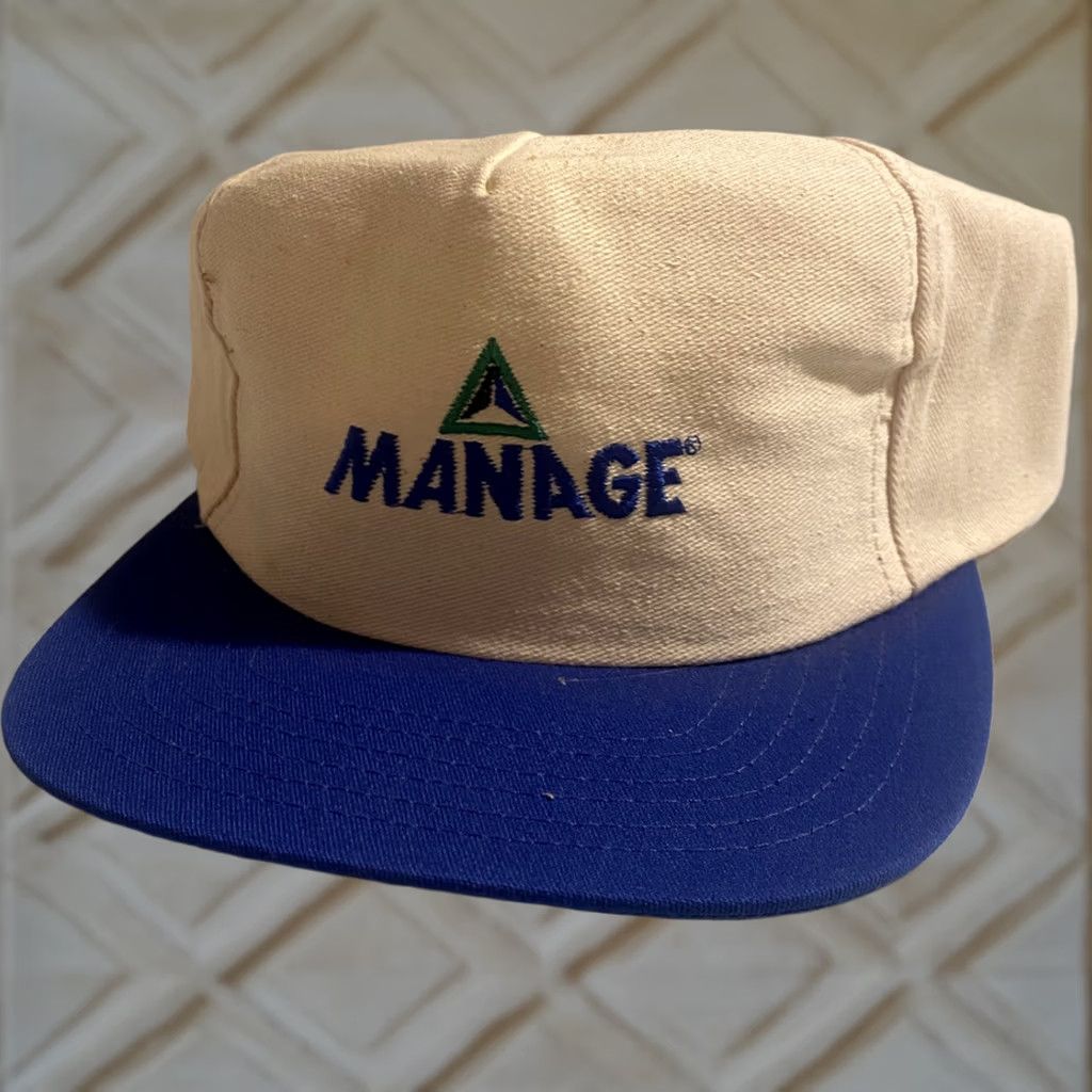 Vintage VINTAGE VTG USA MADE Manage Farm Seed AG Trucker Hat Snapback Cap Blue Adjustable Men Hat USA Trucker Hat Mens Size ONE SIZE - 1 Thumbnail