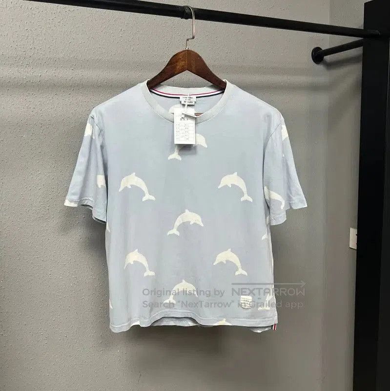 Thom Browne Thom Browne Light Blue Cotton Dolphin T-Shirt . Size M / US 6-8 / IT 42-44 - 1 Thumbnail