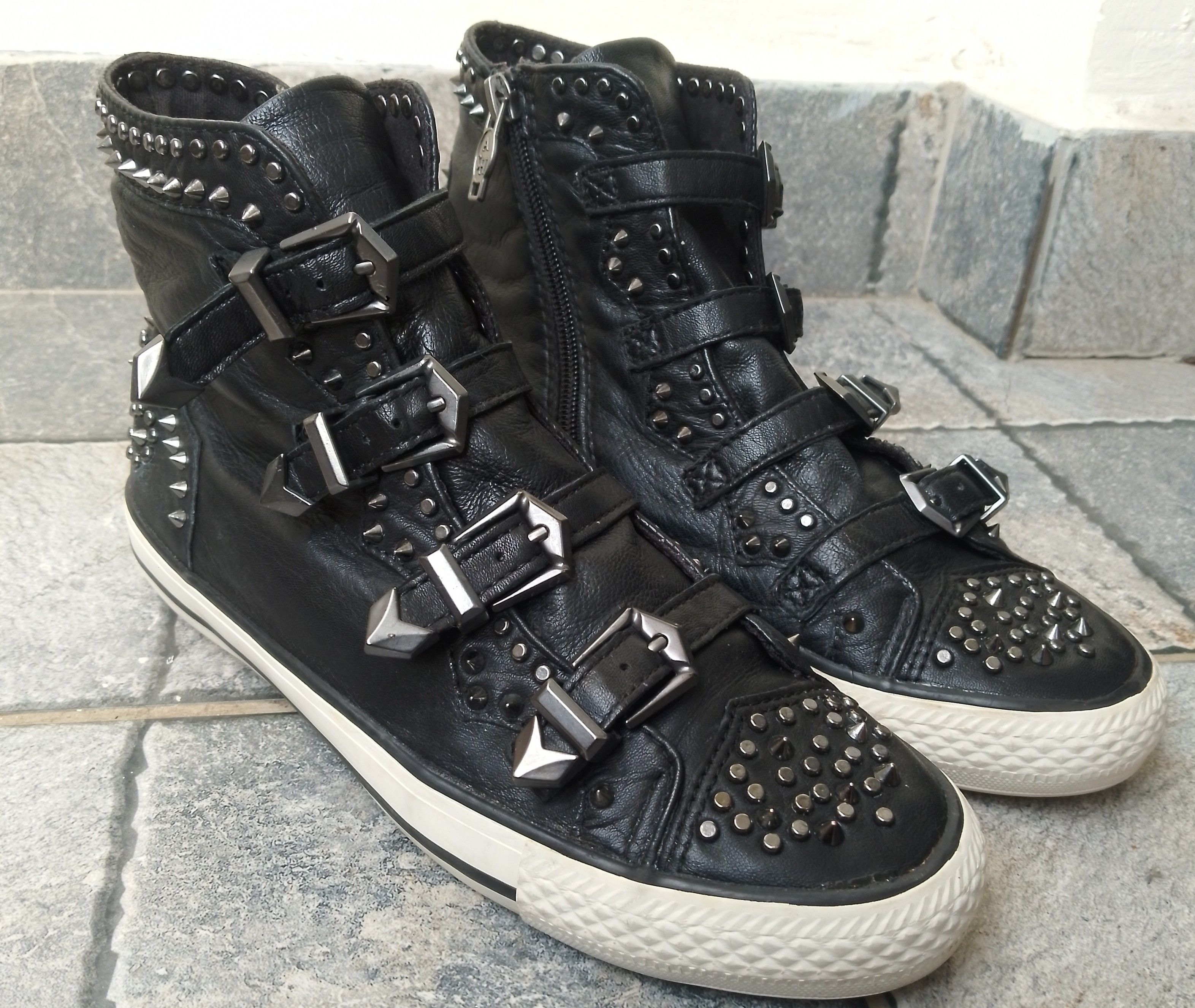 ASH Ash lambskin leather studded sneakers Size US 8 / IT 38 - 1 Thumbnail