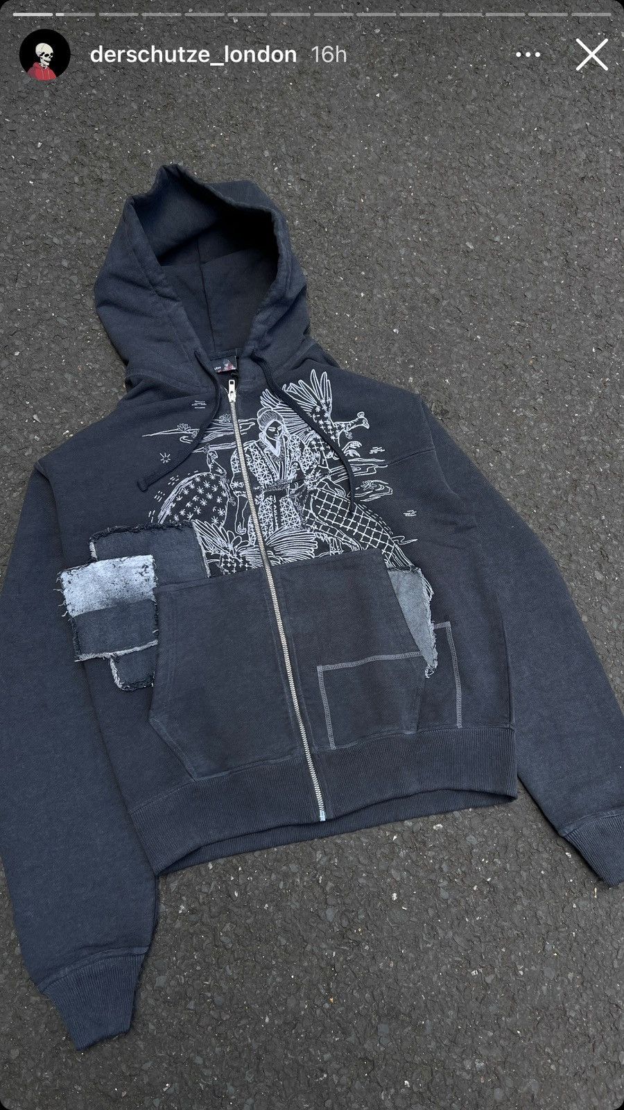 Derschutze BORO SASHiKO ZiP UP HOODiE SWEATSHiRT PATCHWORK Size US XL / EU 56 / 4 - 8 Thumbnail