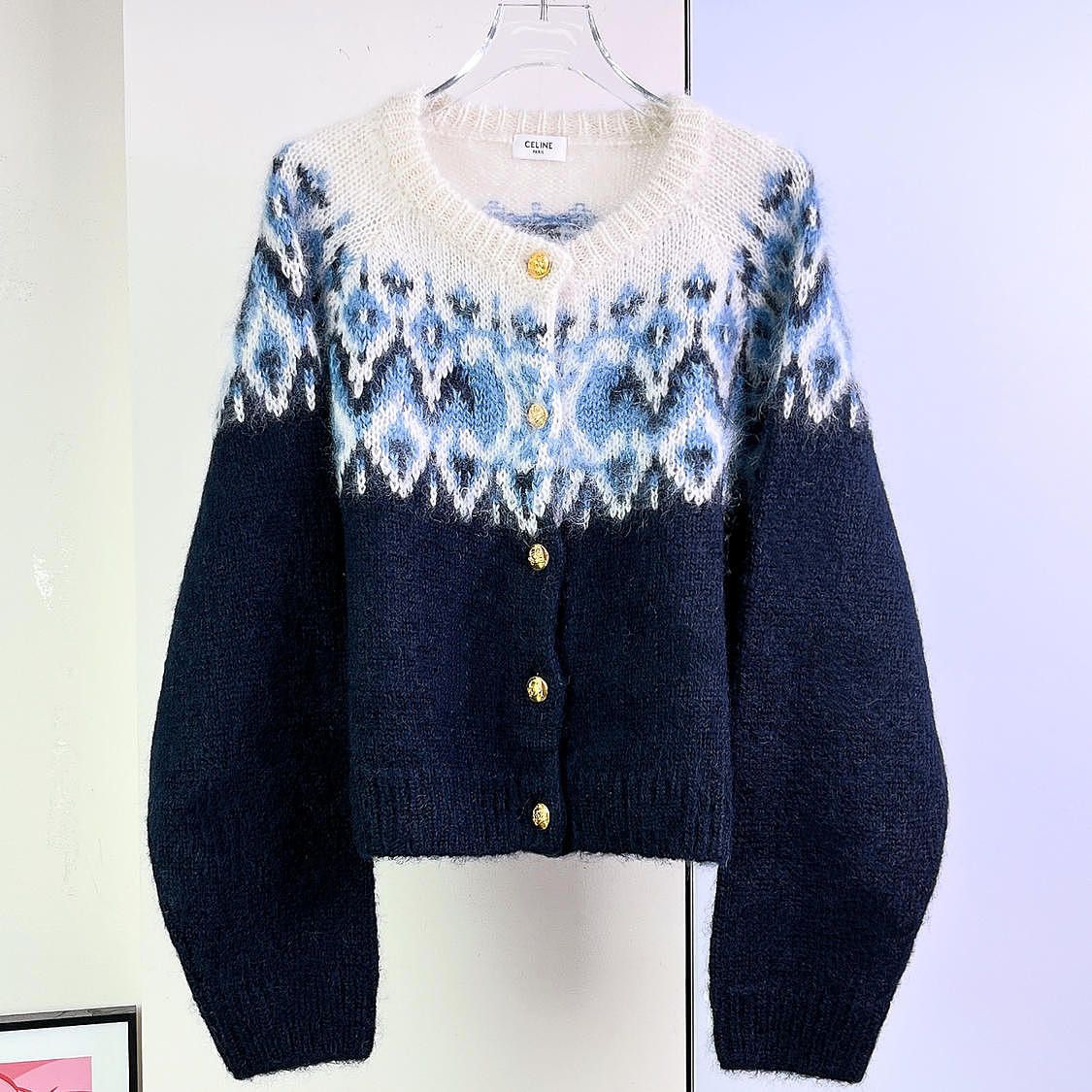 Celine CELINE Patterned Mohair Cardigan Size S Size S / US 4 / IT 40 - 1 Thumbnail