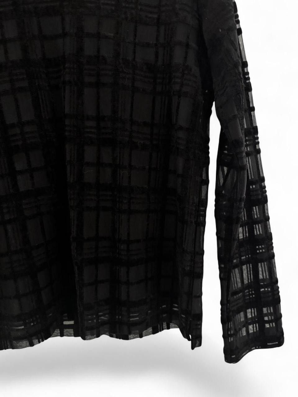 Y's Y's Black Sheer Plaid Top Size ONE SIZE - 2 Thumbnail
