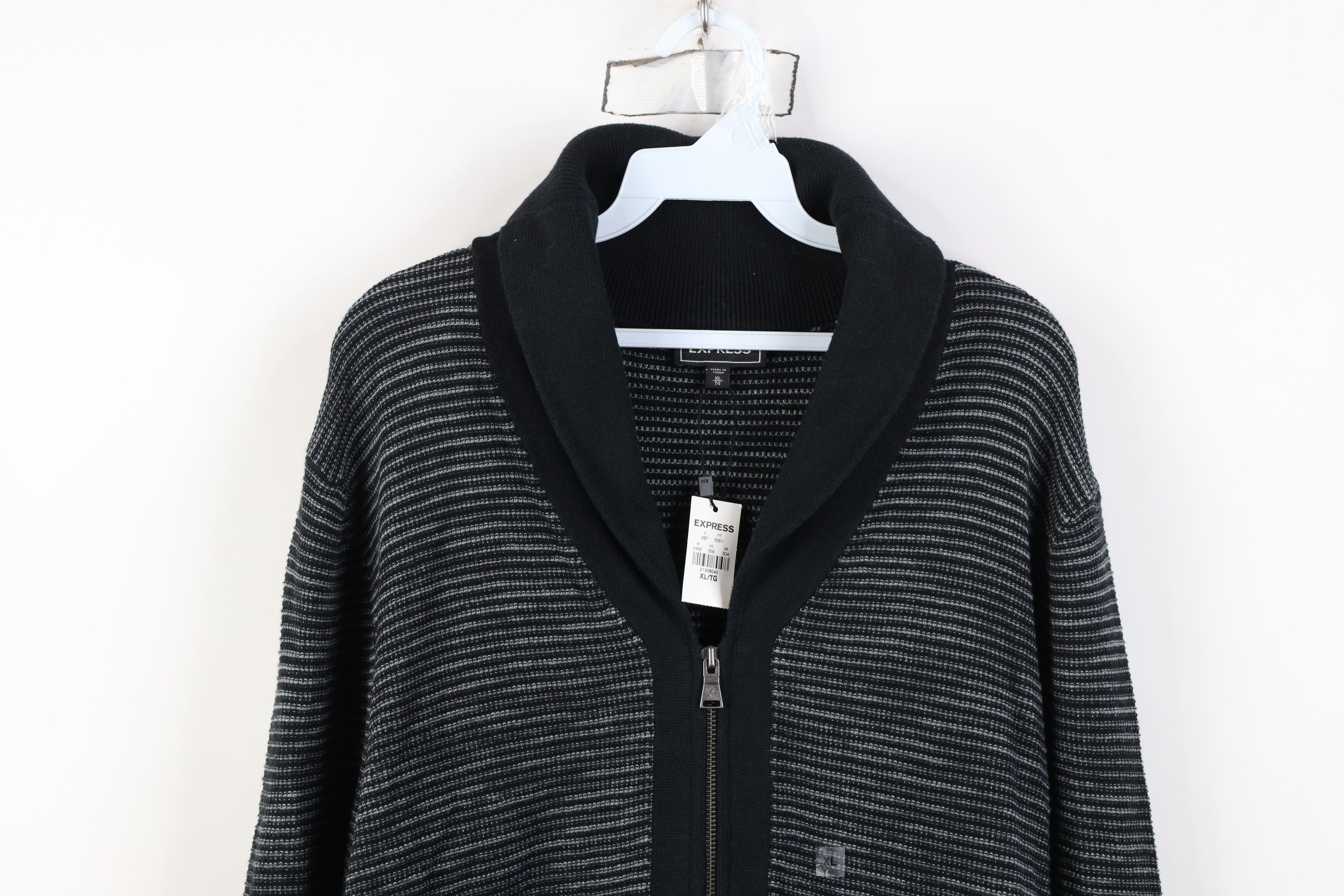 Express New Express Knit Full Zip Shawl Cardigan Sweater Black Size US XL / EU 56 / 4 - 2 Thumbnail