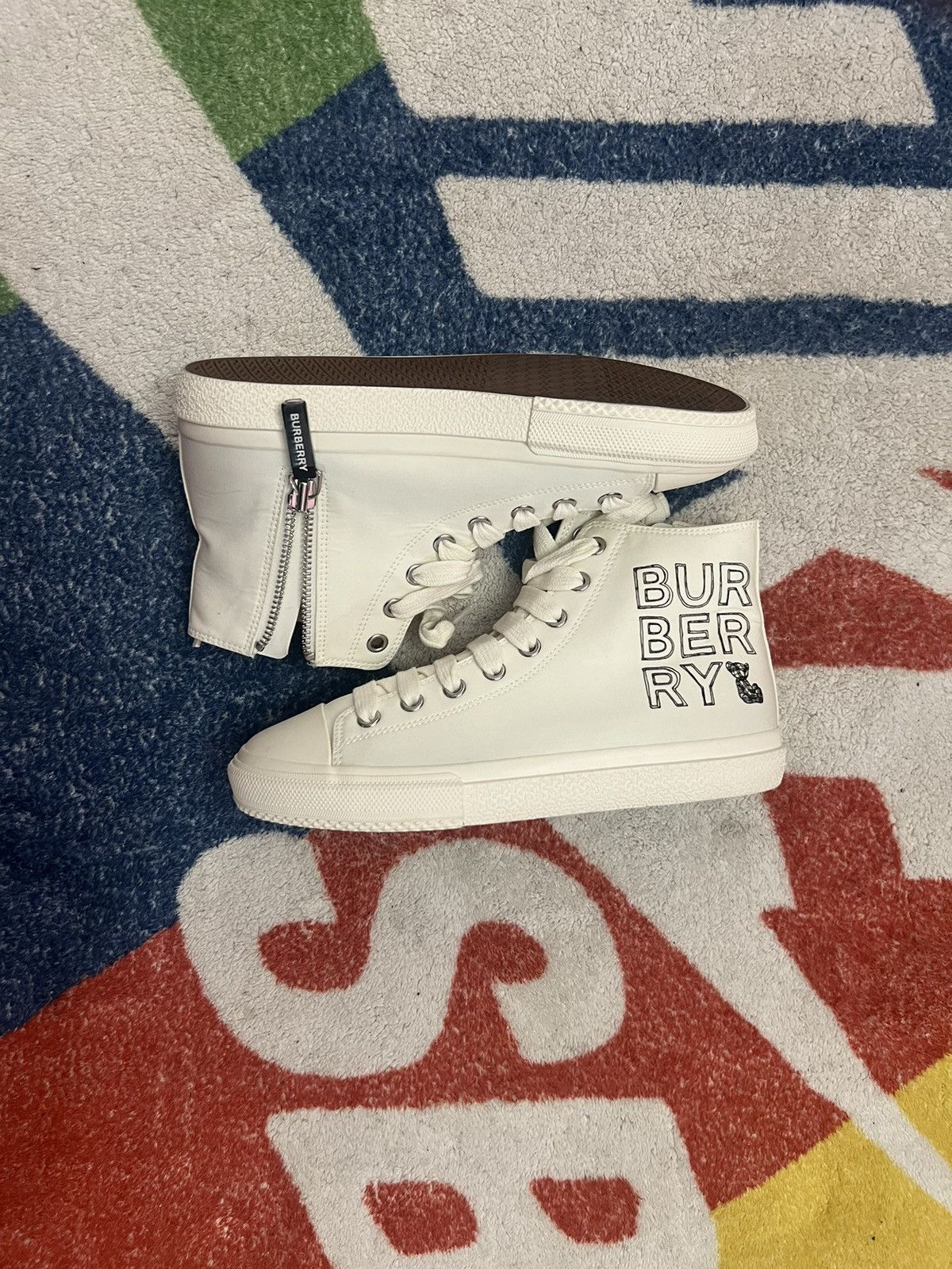 image of Burberry Women’S High Top Sneakers in Beige, Women's (Size 4)
