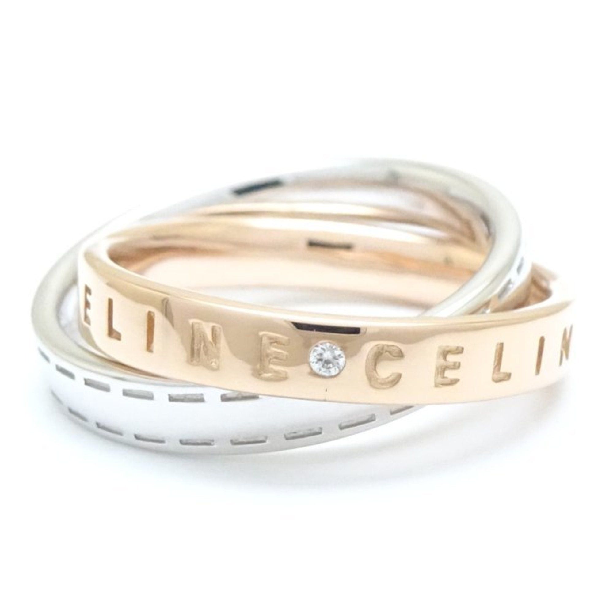 image of Celine 2-Row Diamond Ring K18Pg Pink Gold × K18Wg White 290075, Women's