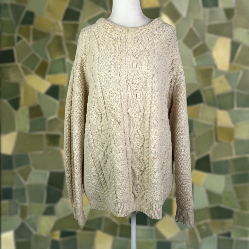 Vintage VINTAGE New Zealand Handknits Fisherman Sweater L Cream Wool Cable Knit Women Size L / US 10 / IT 46 - 1 Thumbnail