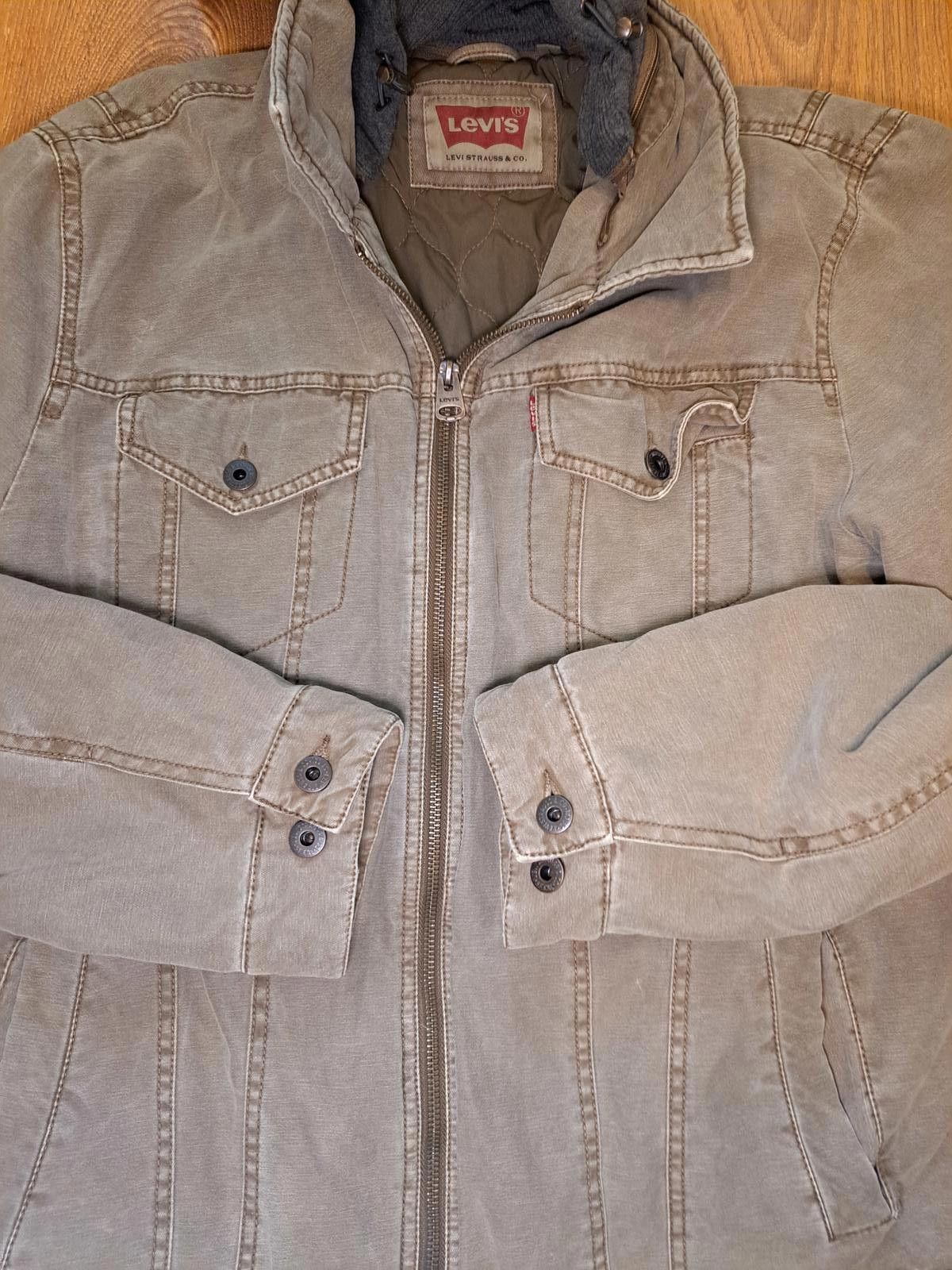Levi's Levis Denim Jacket Mens Large Green Gray Cotton Hoodie Size US L / EU 52-54 / 3 - 6 Thumbnail