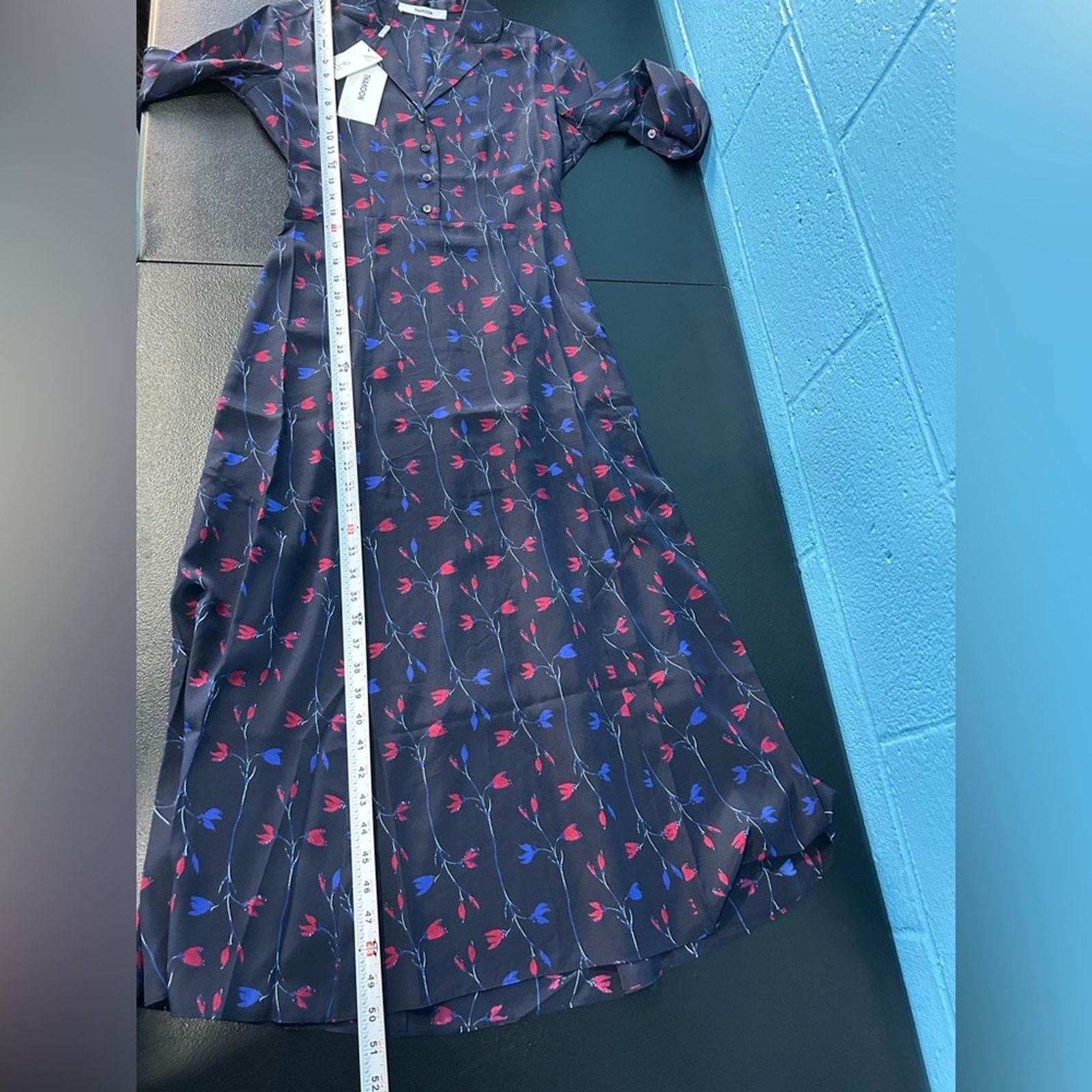 THAKOON Thakoon Silk Navy Tulip Long Sleeve Shirt Midi Dress NWT 4 Size S / US 4 / IT 40 - 12 Thumbnail