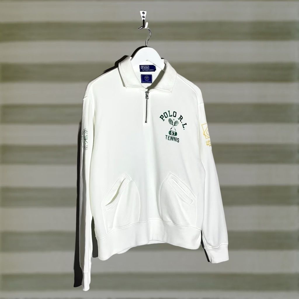 Ralph Lauren Ralph Lauren Polo Wimbledon Fleece Collared Sweater 1/4 Zip White M Mens Pullover Sweatshirt Cotton Knit Size US M / EU 48-50 / 2 - 1 Thumbnail