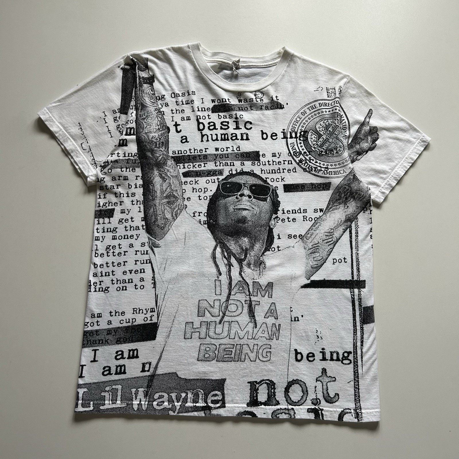 Rap Tees × Vintage Vintage Lil Wayne AOP T Shirt Medium White Y2K Hip Hop Promo Size US M / EU 48-50 / 2 - 1 Thumbnail