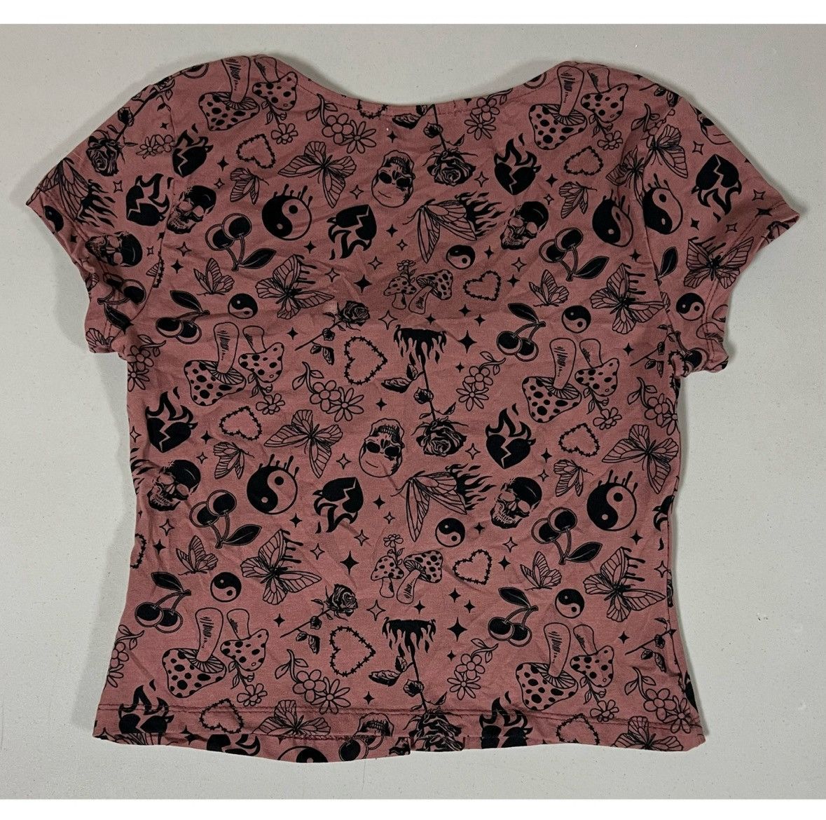 Japanese Brand Brown Black Kawaii Graphic Tie-Up Tee T-Shirt Top Size M 🕷️ Size M / US 6-8 / IT 42-44 - 4 Thumbnail