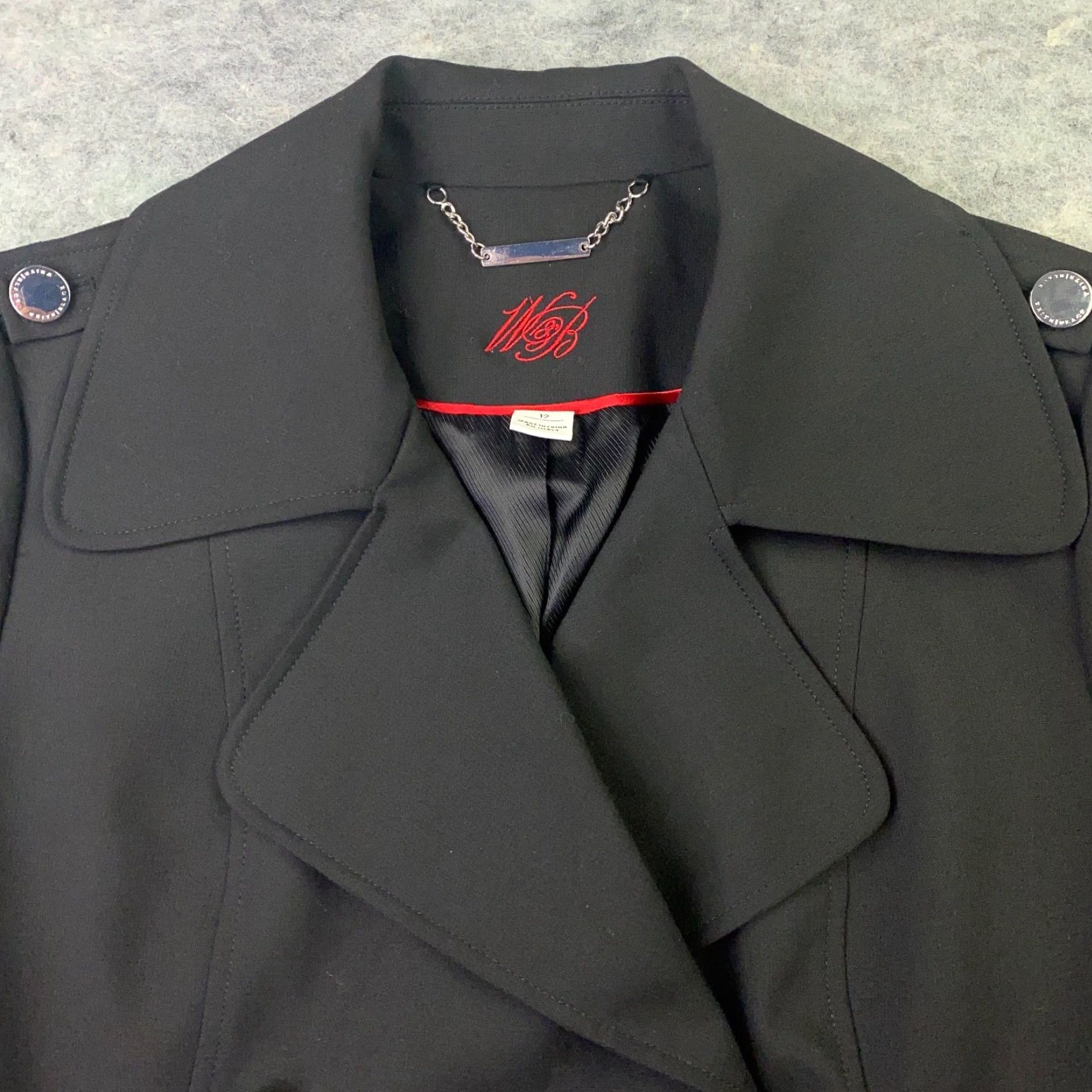 White House Black Market White Hous Black Market WHBM Womens Jacket 12 Black Double-Breasted Pea Coat Size XL / US 12-14 / IT 48-50 - 3 Thumbnail