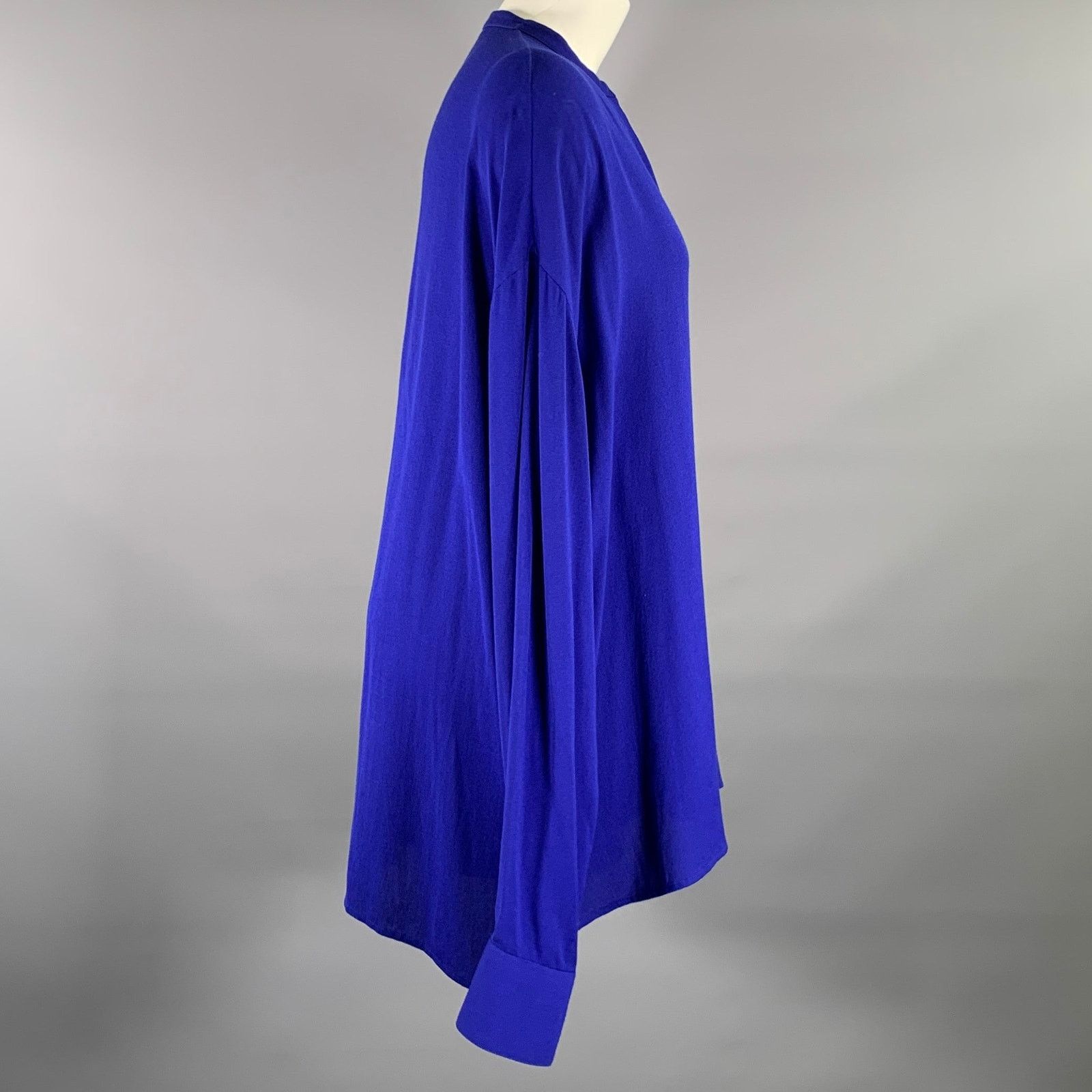 Haider Ackermann HAIDER ACKERMANN Size S Blue Viscose Nehru Collar Shirt Size S / US 4 / IT 40 - 2 Thumbnail