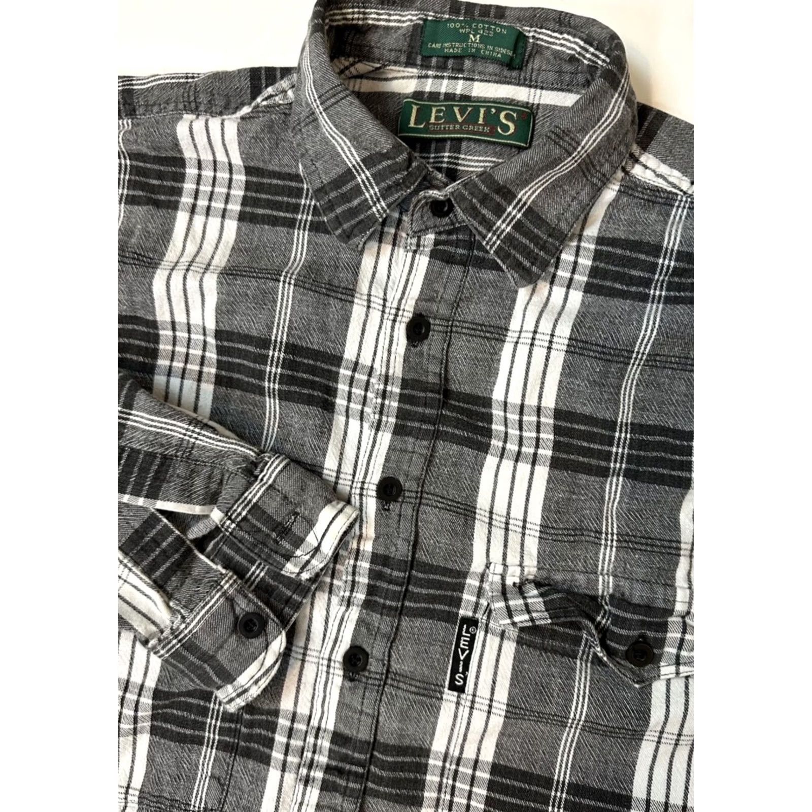 Levi's VINTAGE Levi's Sutter Creek Shirt Men M Plaid Cotton Button-Up Black Casual 80s 90s Grunge Hipster Mens Size US M / EU 48-50 / 2 - 2 Thumbnail