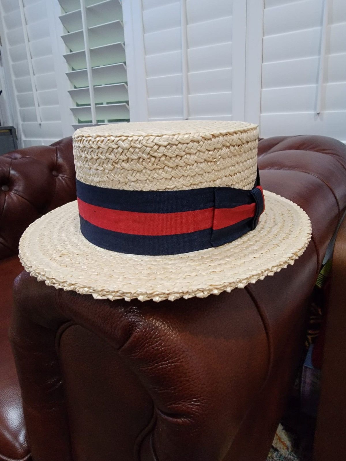 Other Italian Straw Skimmer Hat Size ONE SIZE - 2 Thumbnail