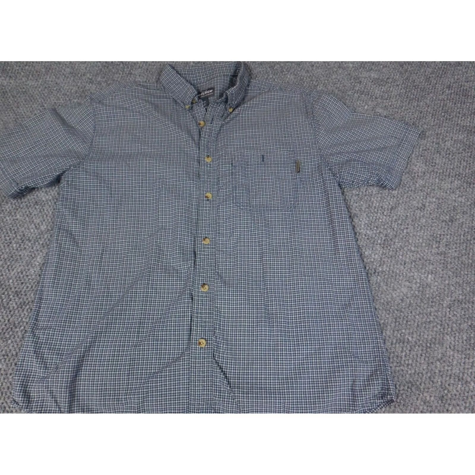 Vintage Woolrich Mens Shirt L Blue Plaid Button-Down Knit Cotton Short Sleeve Regular Size US L / EU 52-54 / 3 - 4 Thumbnail