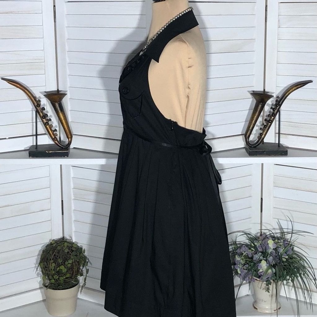Bebe NWOT Bebe Halter Mini Dress Swing Backless Cotton Black sz M Size L / US 10 / IT 46 - 4 Thumbnail