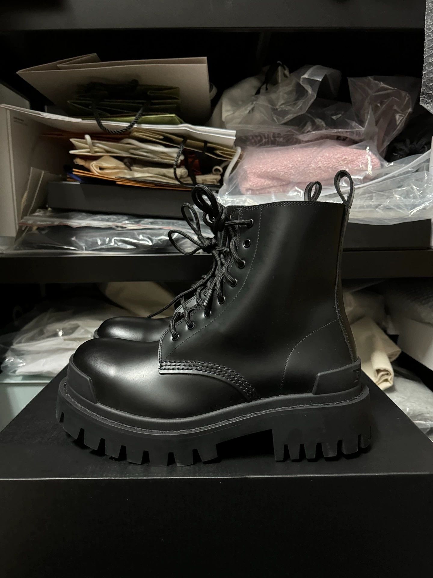 Balenciaga Balenciaga Tractor Black Patent Leather Martens Boots 37 Size US 6.5 / IT 36.5 - 1 Thumbnail