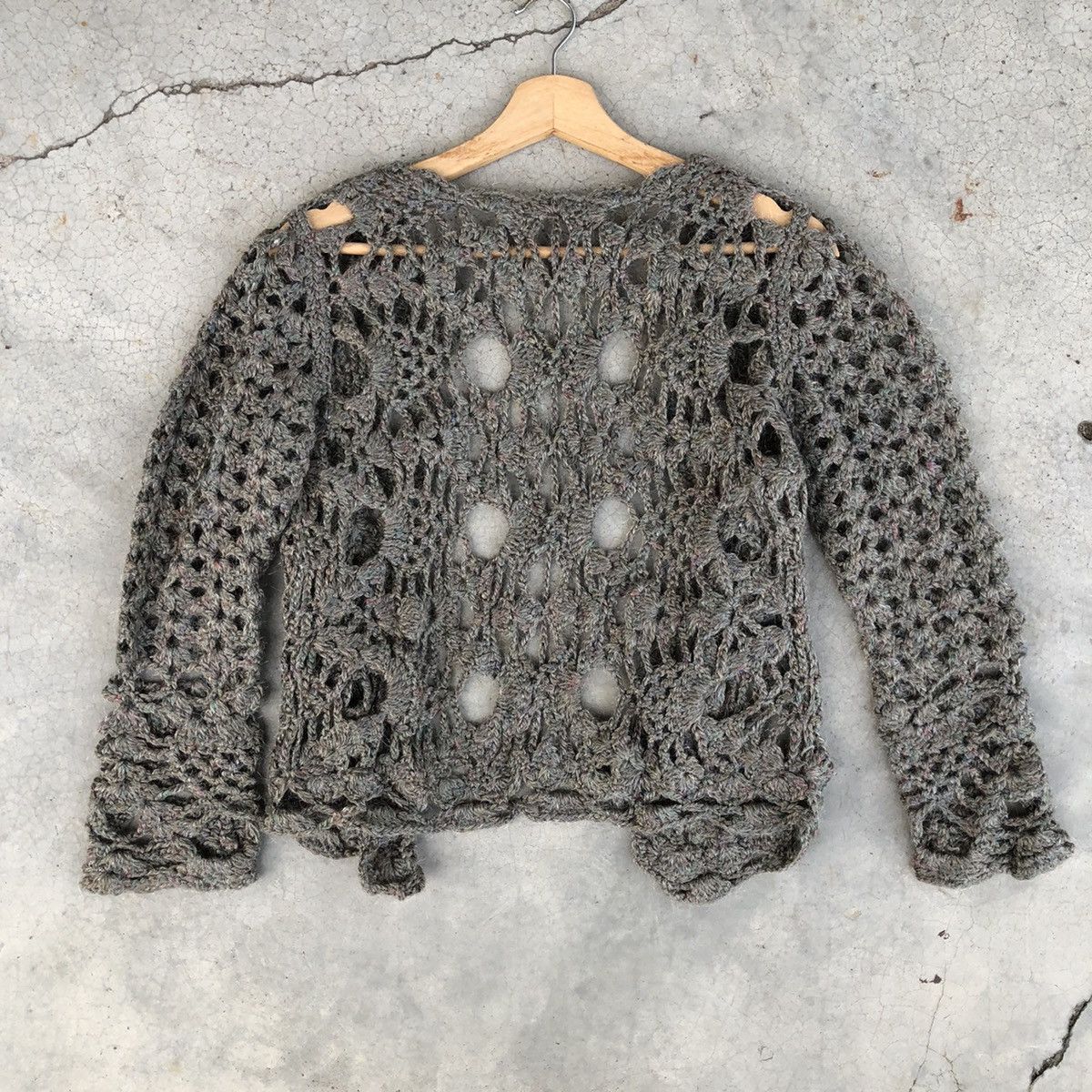 Japanese Brand 🔴Sexy Unbranded Netting Crochet Knit Cardigan Patten Size US S / EU 44-46 / 1 - 7 Thumbnail