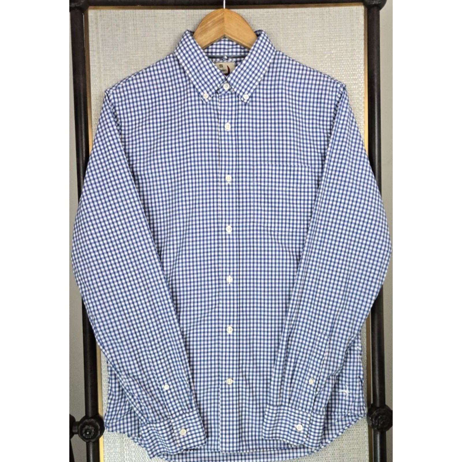 Relwen Relwen Shirt Mens S Blue Size Button Down White Gingham Checks Long Sleeve Size US S / EU 44-46 / 1 - 4 Thumbnail