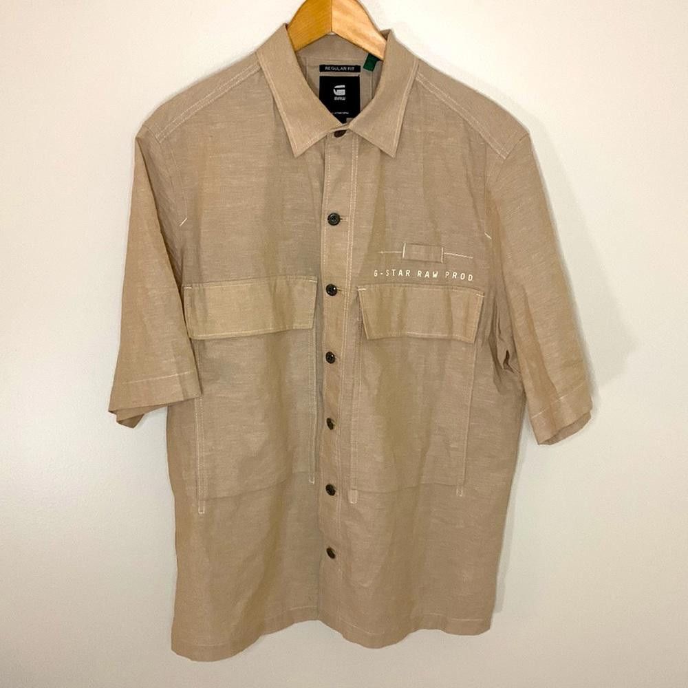 Designer G-Star RAW - Reg Fit Boxy Shirt- Large -77% Cotton 23% Linen Size US L / EU 52-54 / 3 - 2 Thumbnail