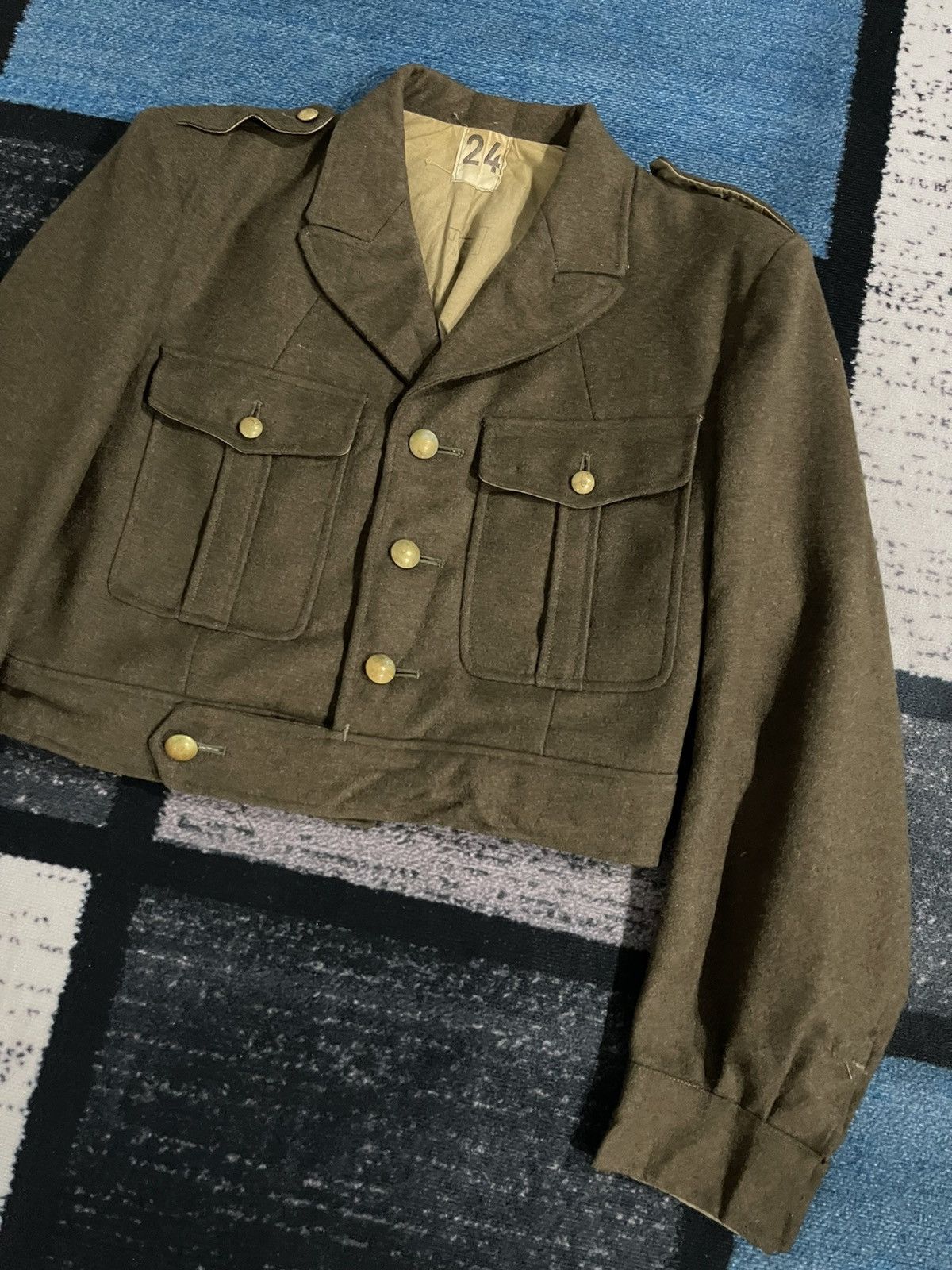 Vintage 1940-1950 French Military Army Wool Jacket