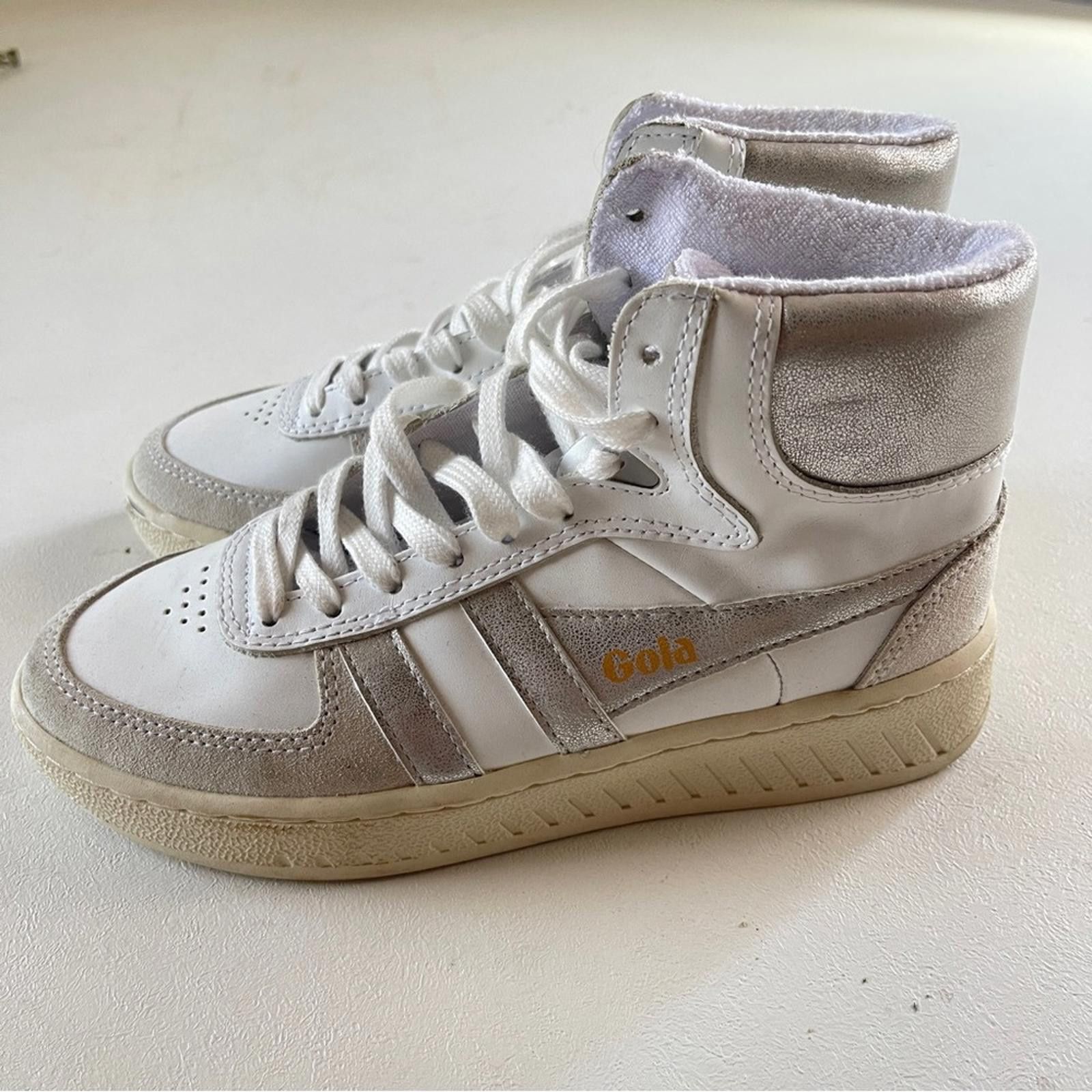 Gola Gola White and Silver High-Top Women's Sneakers in size 6 Size US 6 / IT 36 - 3 Thumbnail