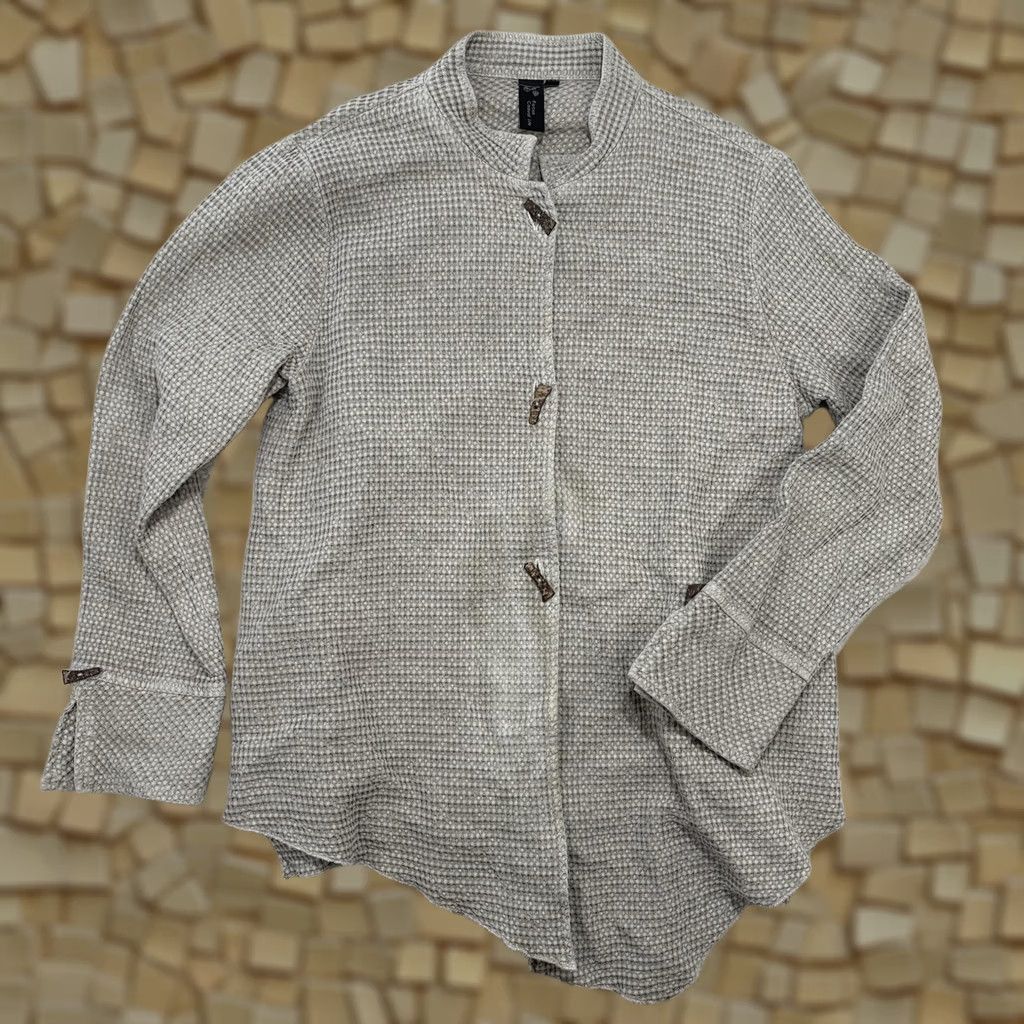 Alife VINTAGE Focus Casual Life Sweater Cardigan Waffle-Knit High Neck Size S Tan Beige Women Size S / US 4 / IT 40 - 1 Thumbnail