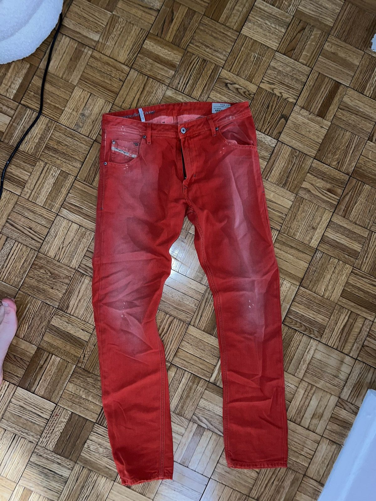 Image of Diesel Vintage Red Distressed Jeans, Men's (Size 31)