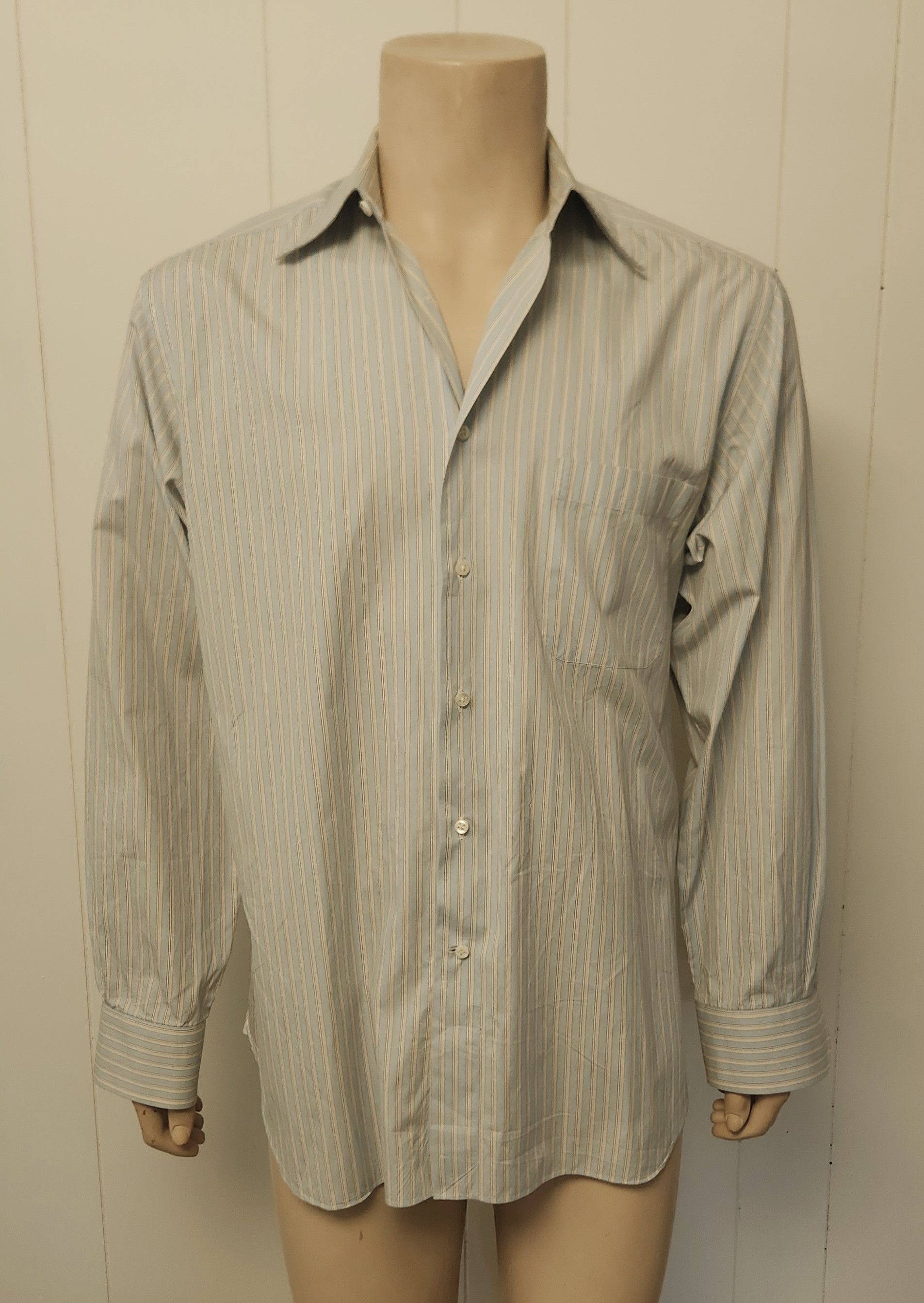 Ermenegildo Zegna Zegna men's striped shirt L cotton button front Size US L / EU 52-54 / 3 - 2 Thumbnail