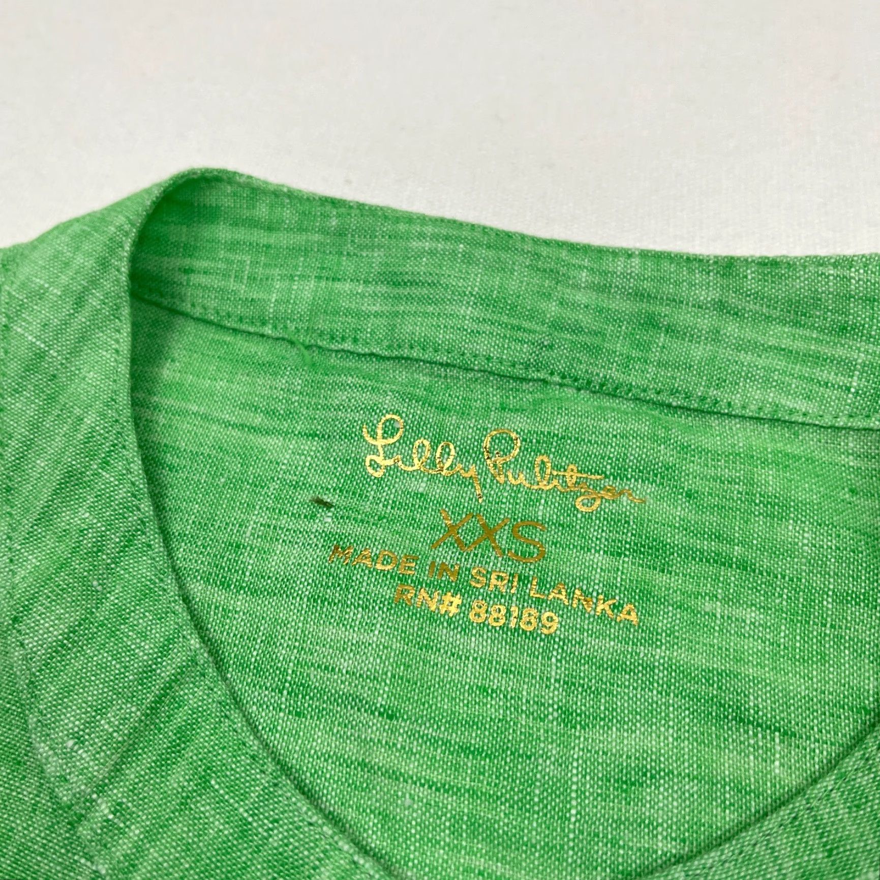 Lilly Pulitzer Lilly Pulitzer Button-Down Shirt Women 2XS XS Gecko Green Linen Coastal Cap Sleeve Regular Size XXS / US 00 / IT 34 - 3 Thumbnail