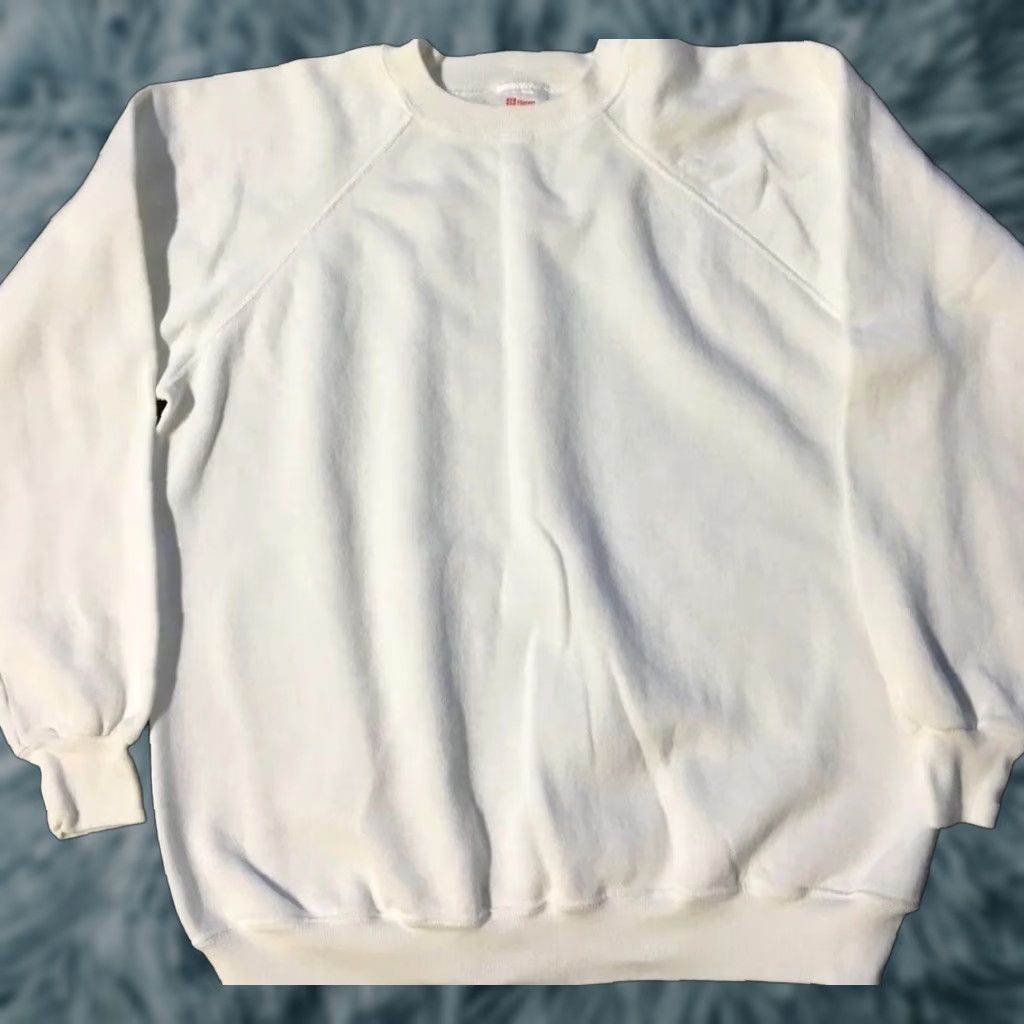 Hanes VINTAGE Hanes Sport Sweatshirt L White 50/50 USA 80s 90s Grunge Skate Track Gym Pullover Mens Size US L / EU 52-54 / 3 - 1 Thumbnail